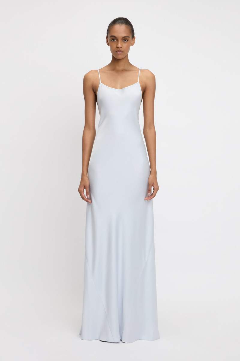 Victoria Beckham Cami Floor-Length Dress In Ice outlook