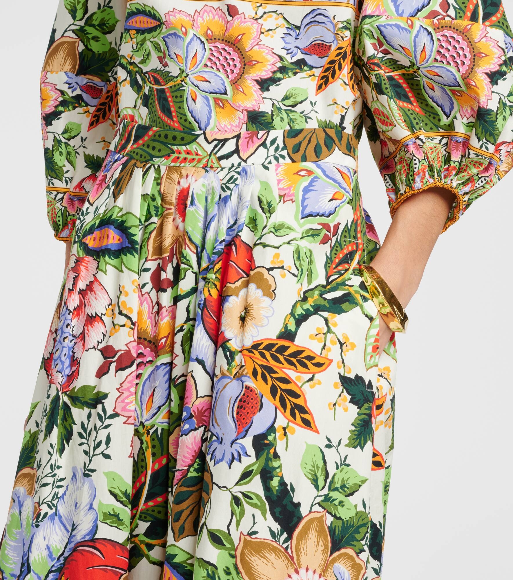 High-rise floral cotton midi skirt - 4