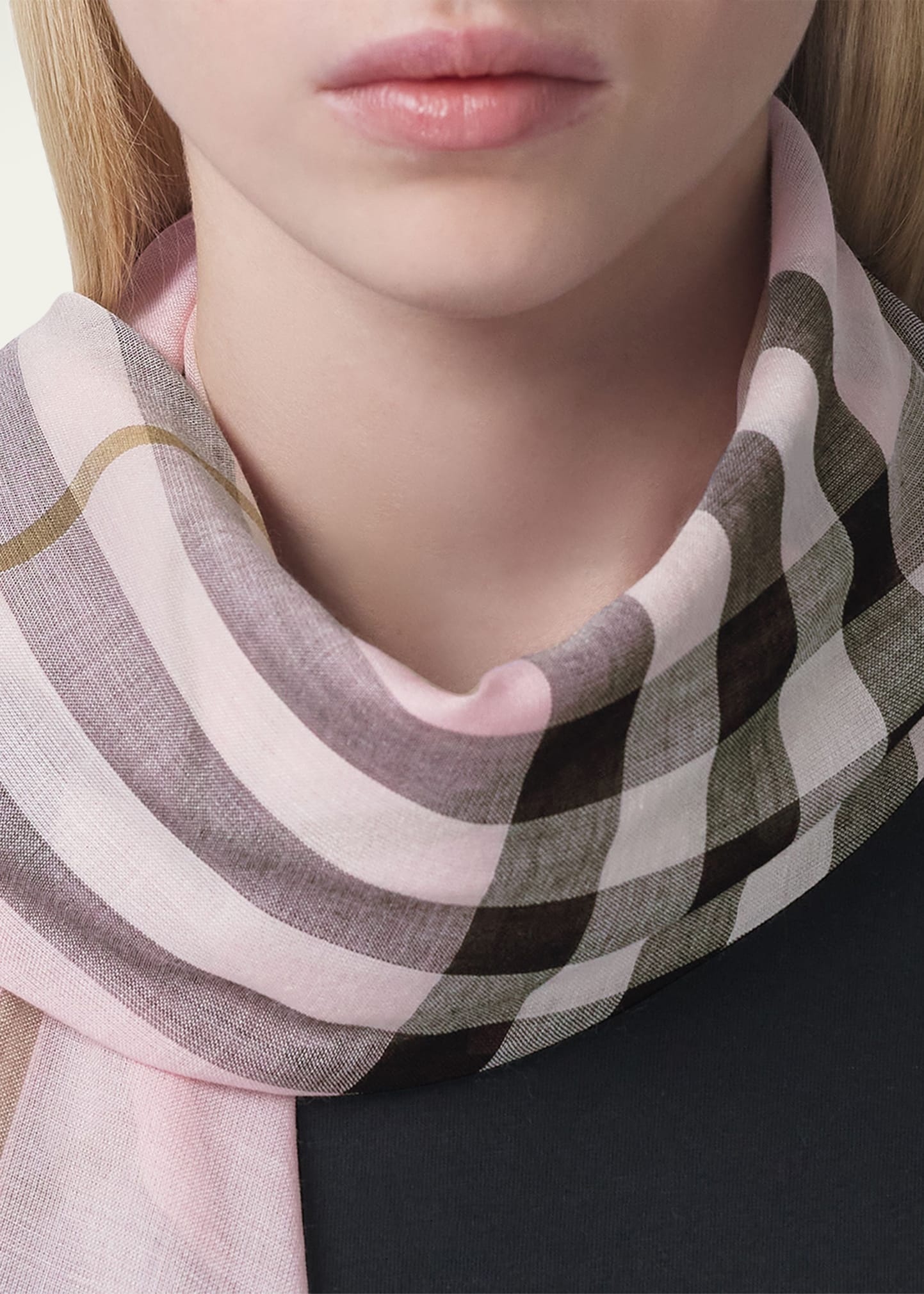 Giant Check Gauze Scarf - 4