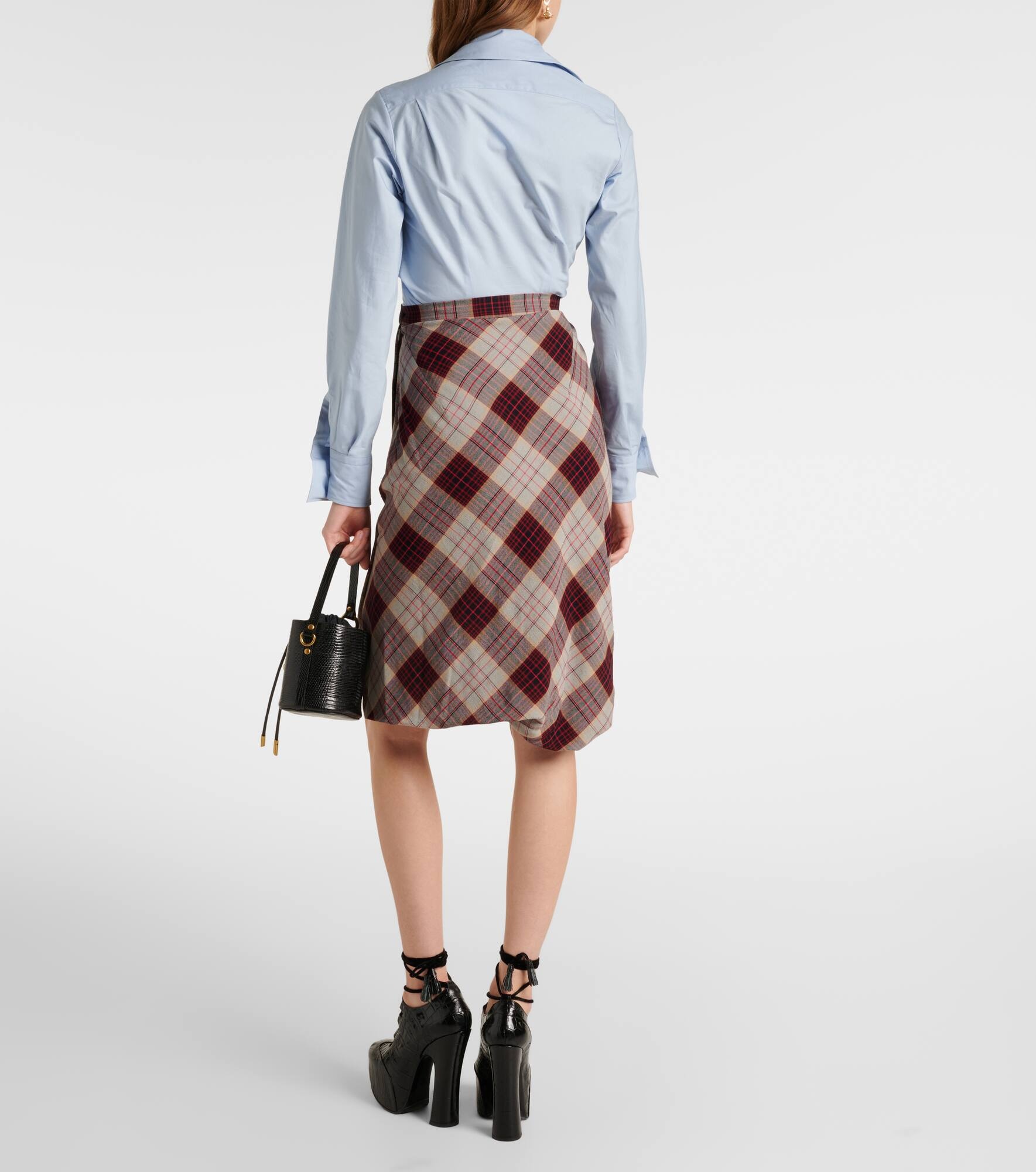 Drunken Drape checked midi skirt - 3