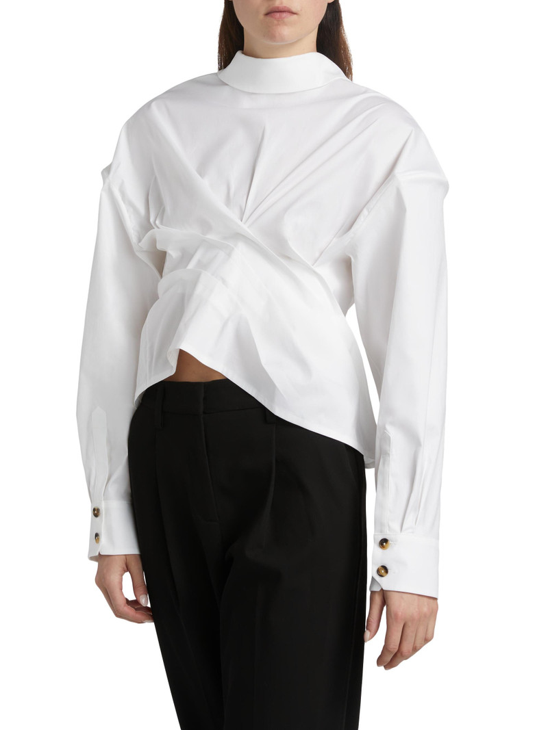 A. W.A. K.E. MODE Women's Twisted Reversed Shirt - White 4