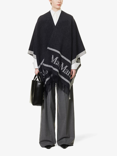 Max Mara Hilde branded relaxed-fit wool cape outlook