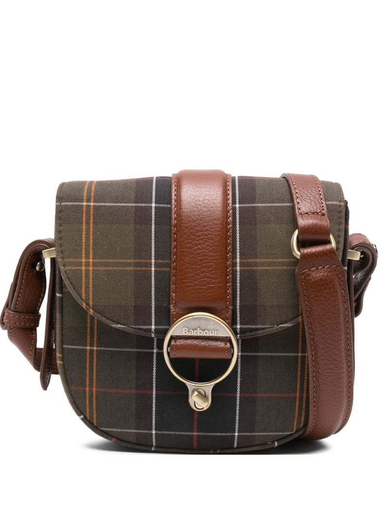 tartan-pattern buckled satchel bag 1