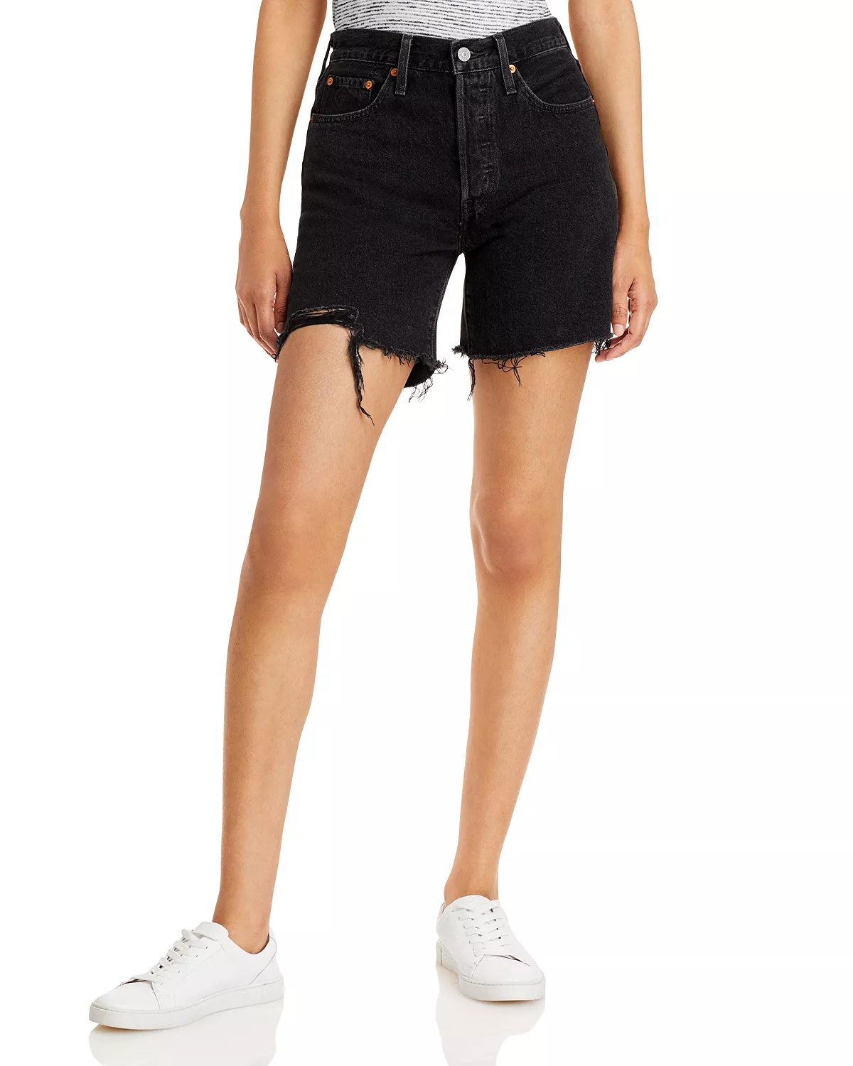 501 Mid Thigh Denim Shorts in Lunar Black - 1