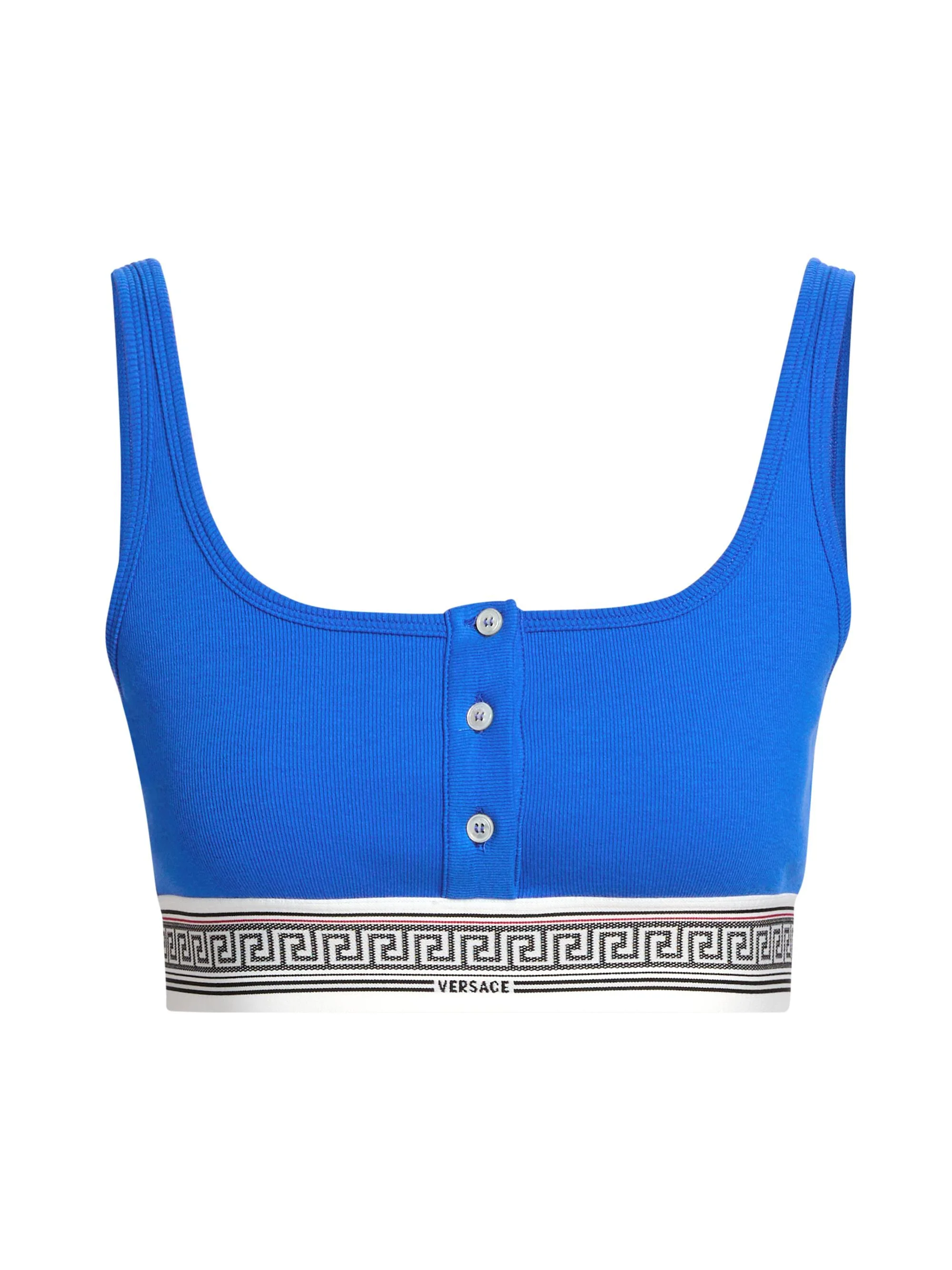 Women's Ribbed Greca Bralette - Blue - 1
