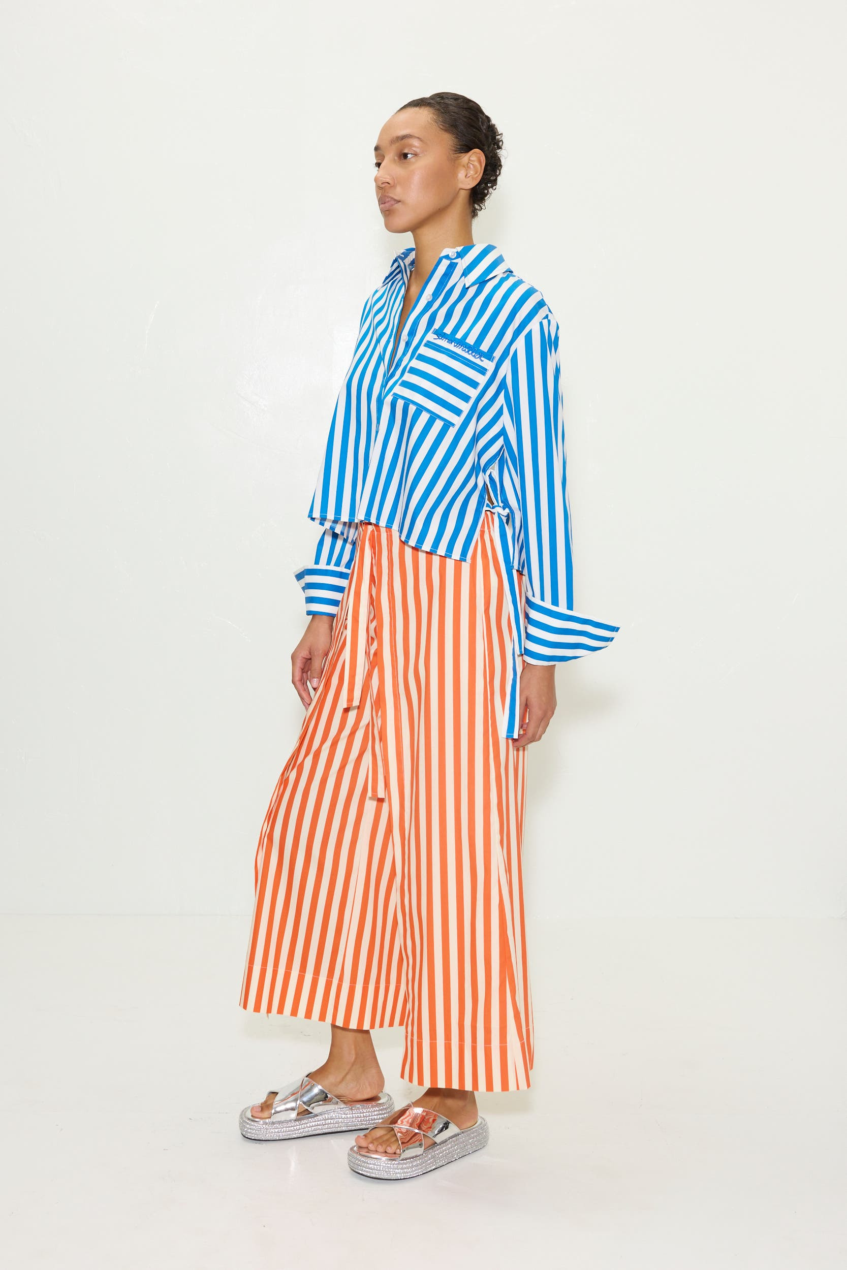 SIMONMILLER Ayre Cropped Poplin Top in Blue Stripe at Nordstrom - 3