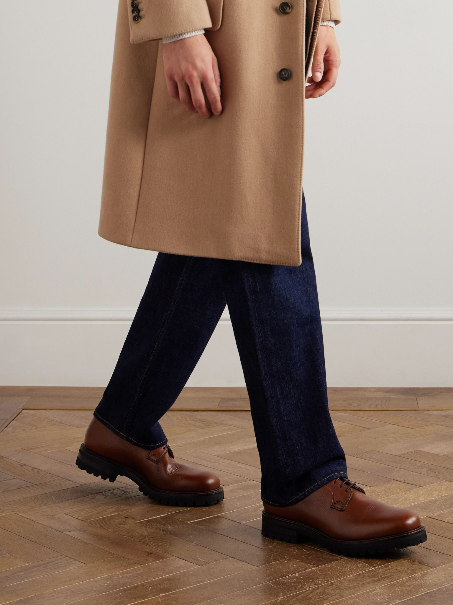 Full-Grain Leather Derby Shoes Brown - 2
