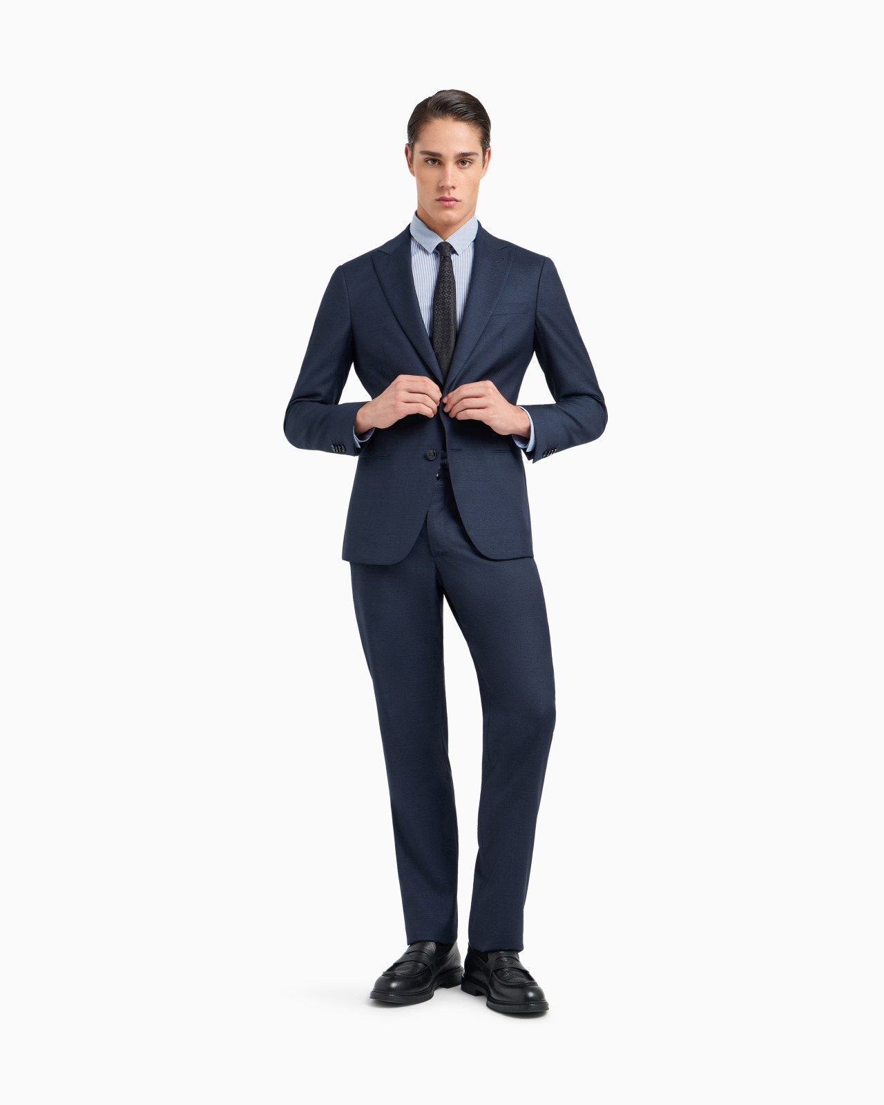 Soho Line single-breasted suit in pinpoint-effect virgin wool - 2