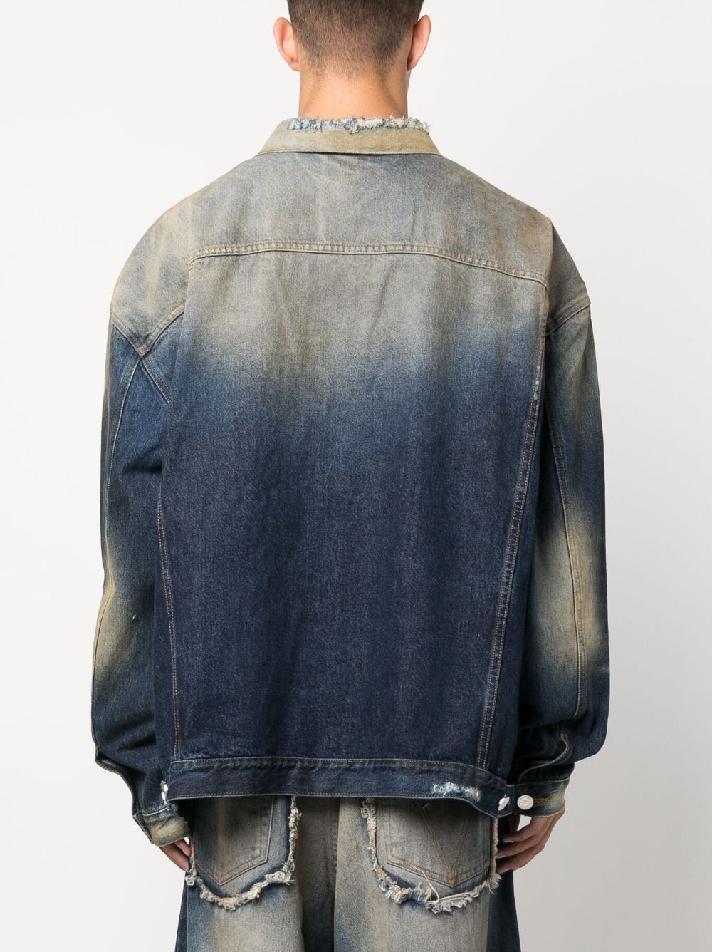 distressed-effect stonewashed denim jacket - 4