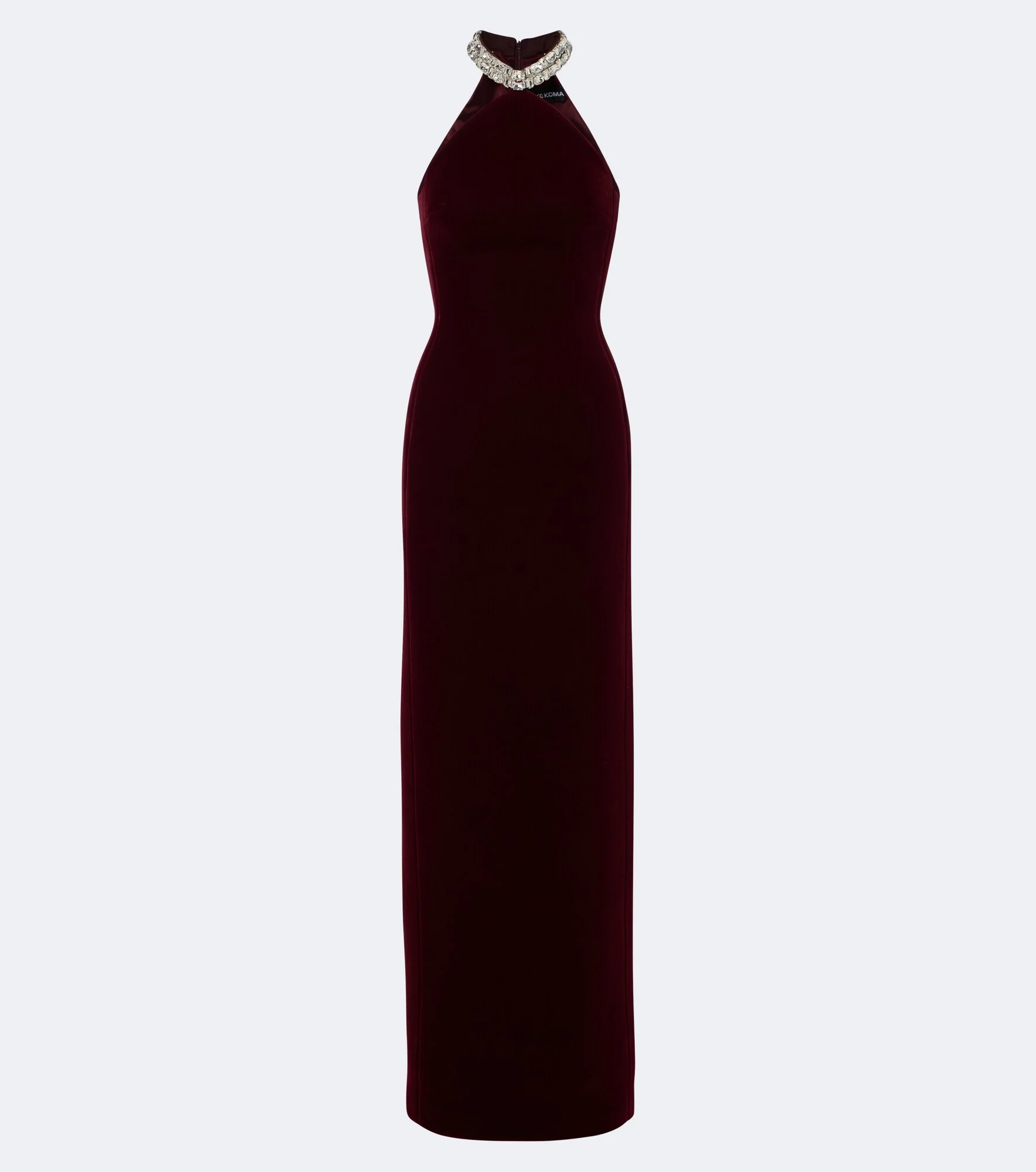 Embellished halterneck velvet gown - 1
