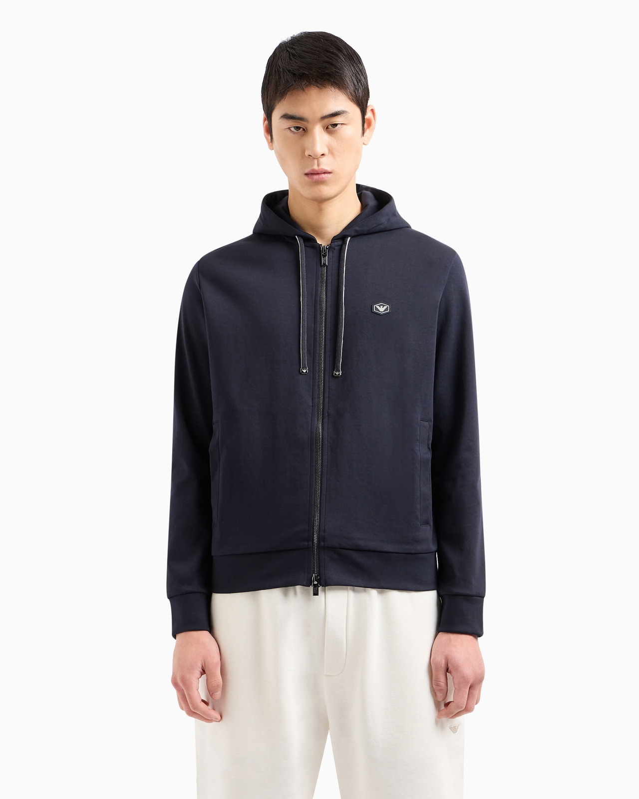 Hooded, zipped, Ponte-di-Roma sweatshirt - 4