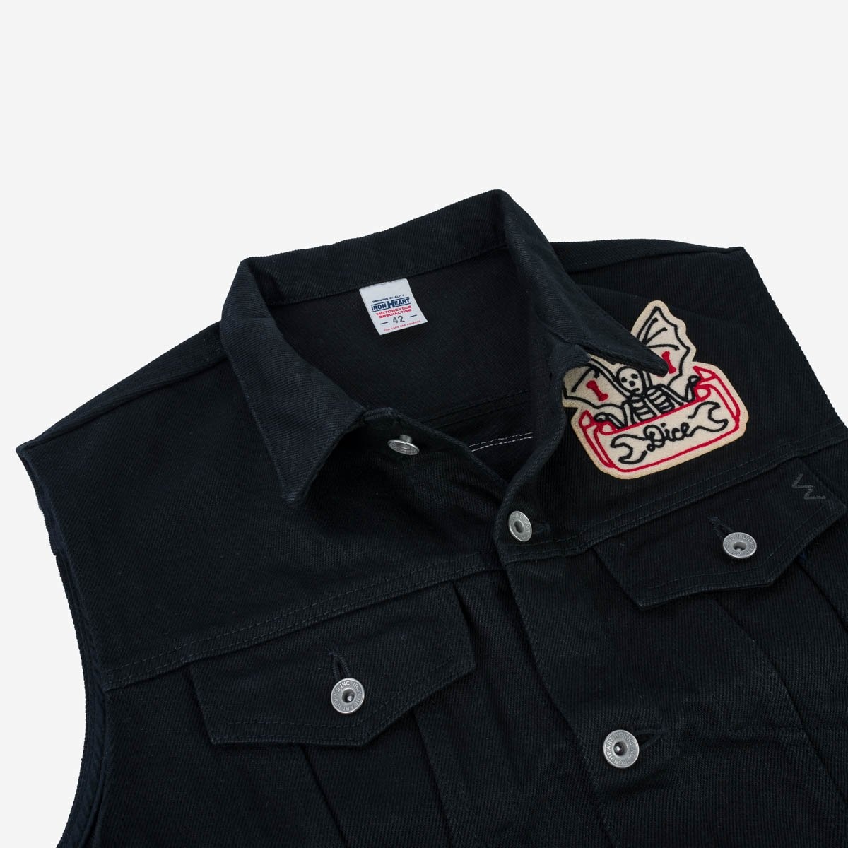 IHV-IHxDM-01 Iron Heart x DicE x Giulio Miglietta Collaboration 21oz Non-Fade Denim Type III Vest wi - 11