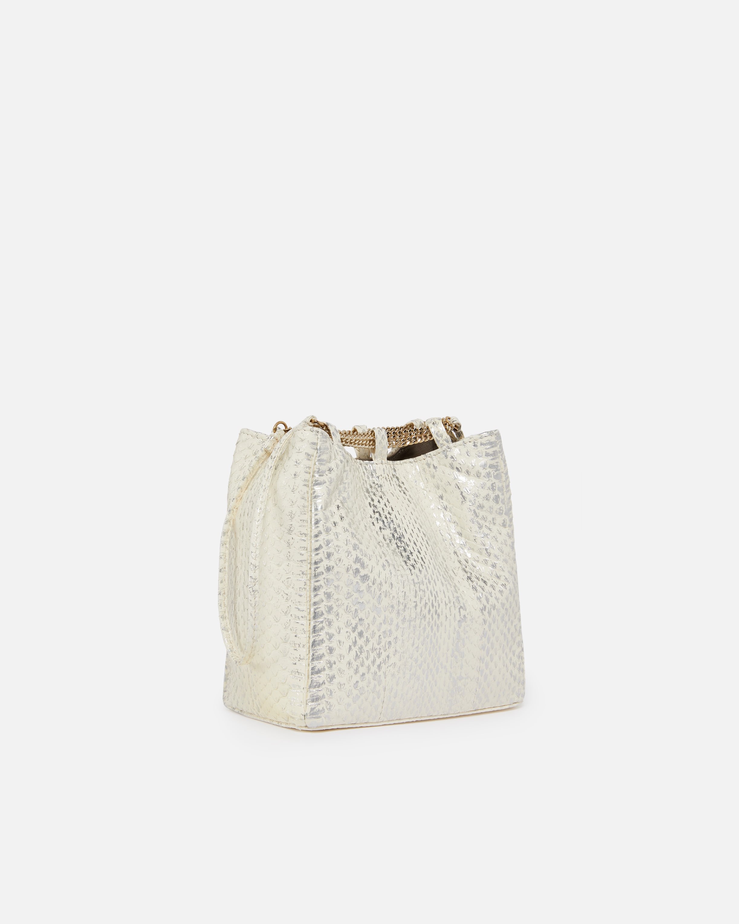 PINKO GALLERIA MINI BUCKET BAG IN LAMINATED REPTILE SKIN - 2