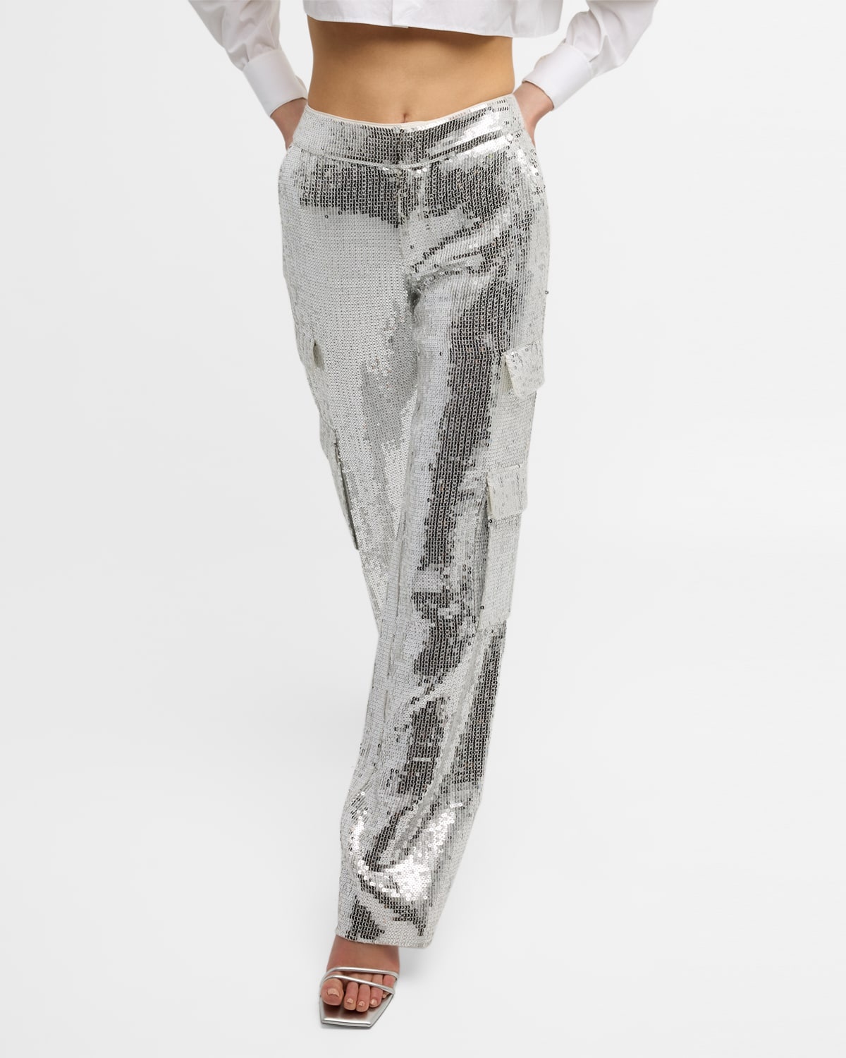 Hayes Sequined Wide-Leg Cargo Pants - 8