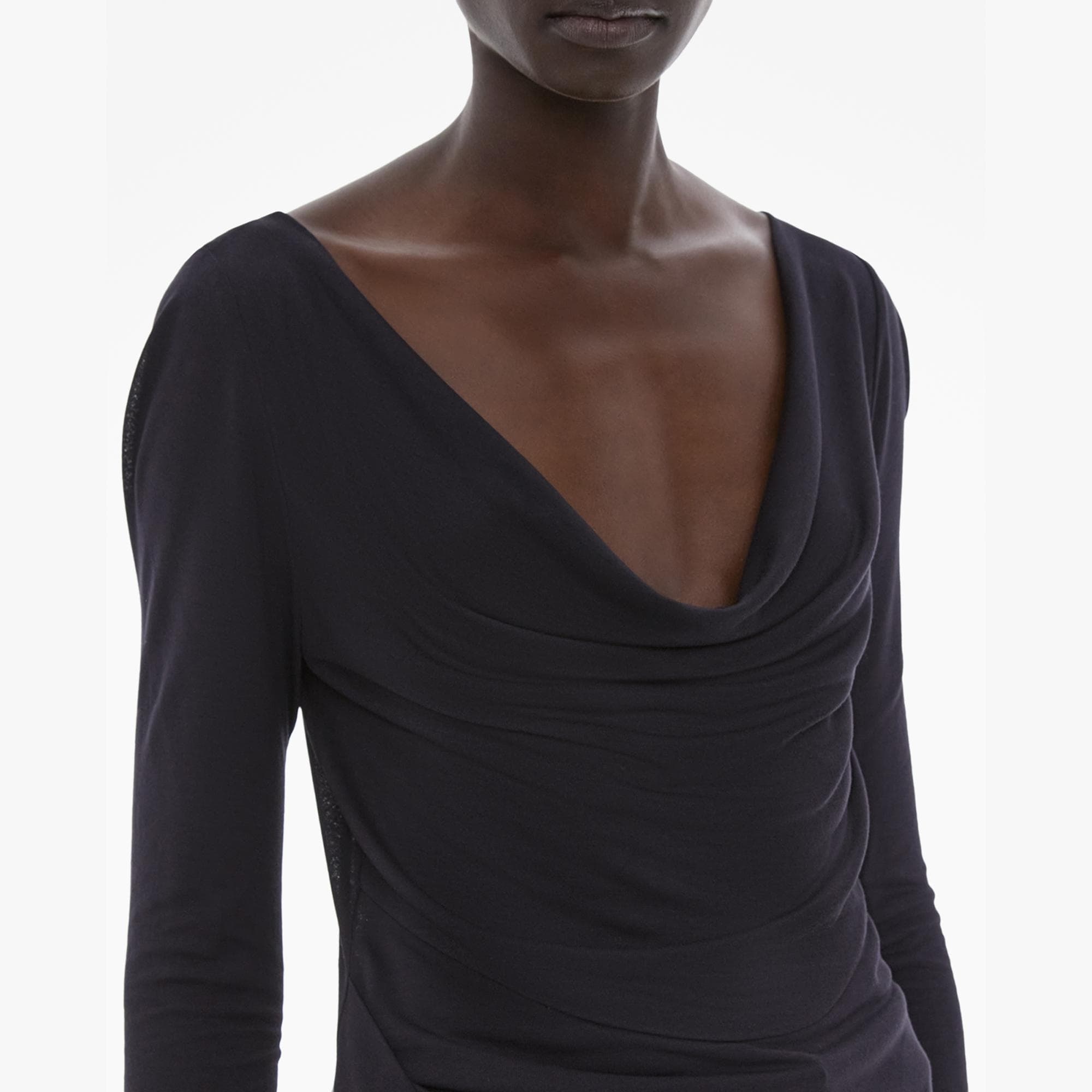 RIBBED COWL NECK TOP - 6