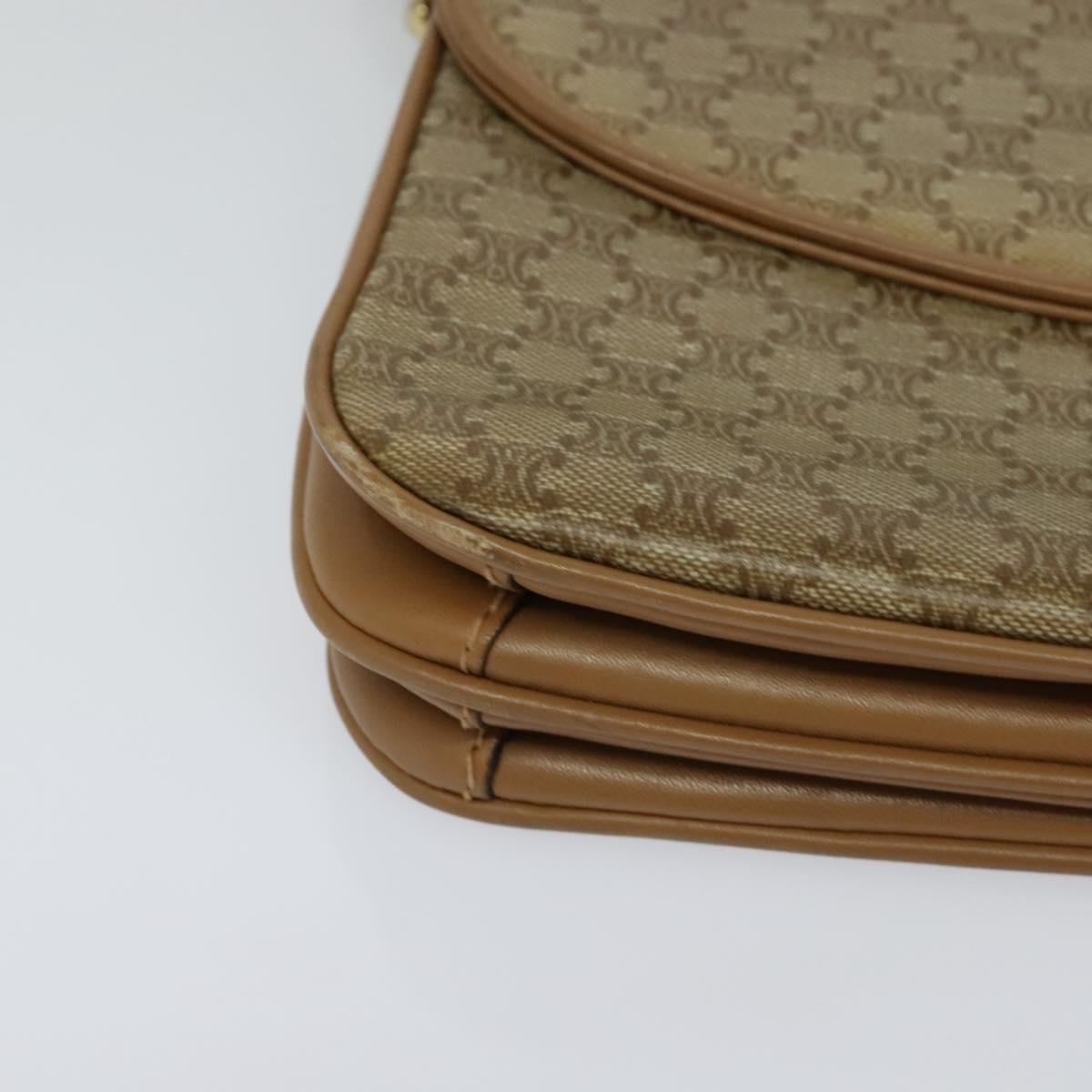 CELINE Macadam Canvas Shoulder Bag Pvc Leather Beige - 9