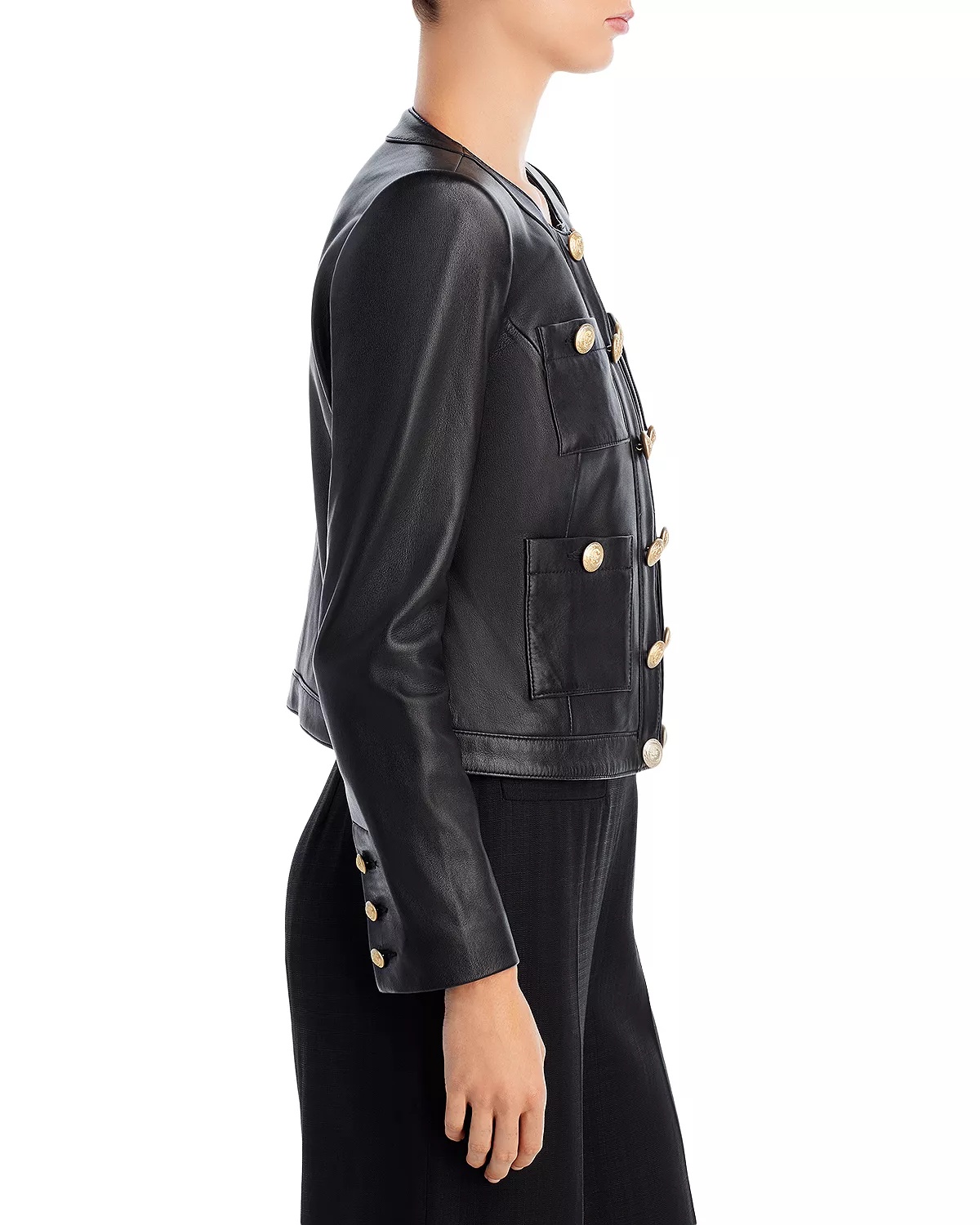Jayde Leather Open Front Jacket - 4