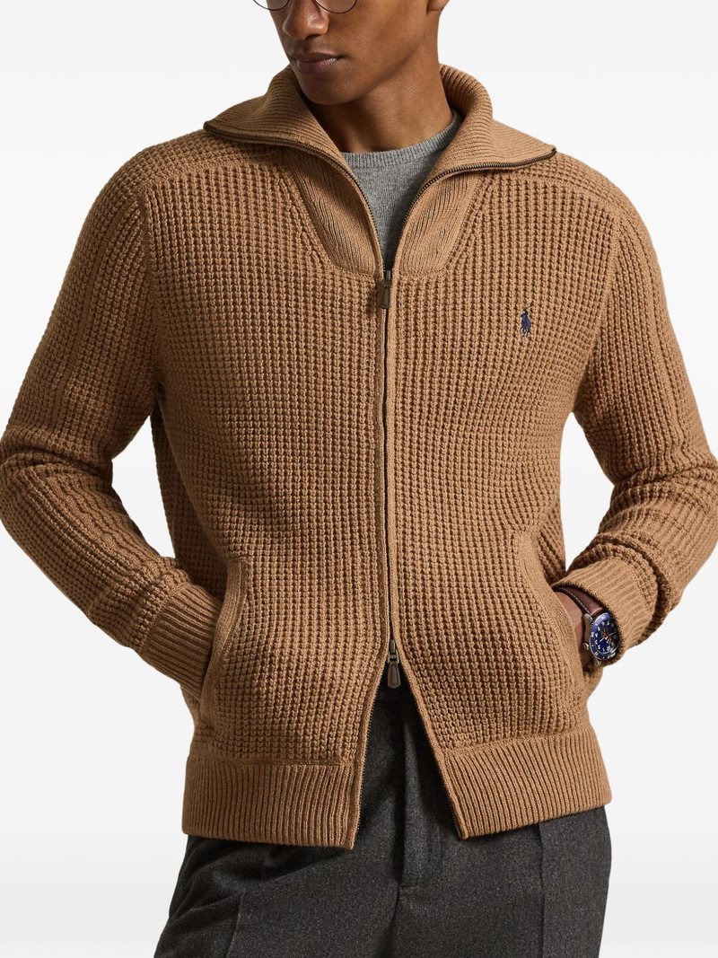 waffle-knit full-zip cardigan 3