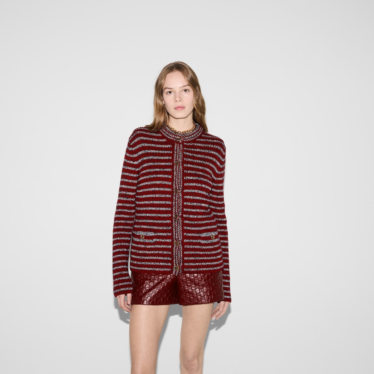 Wool cotton crewneck cardigan - 3