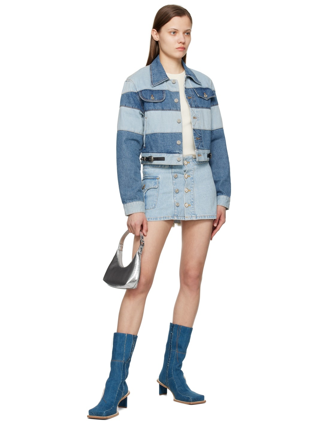 Blue Apron Wrap Denim Miniskirt - 4