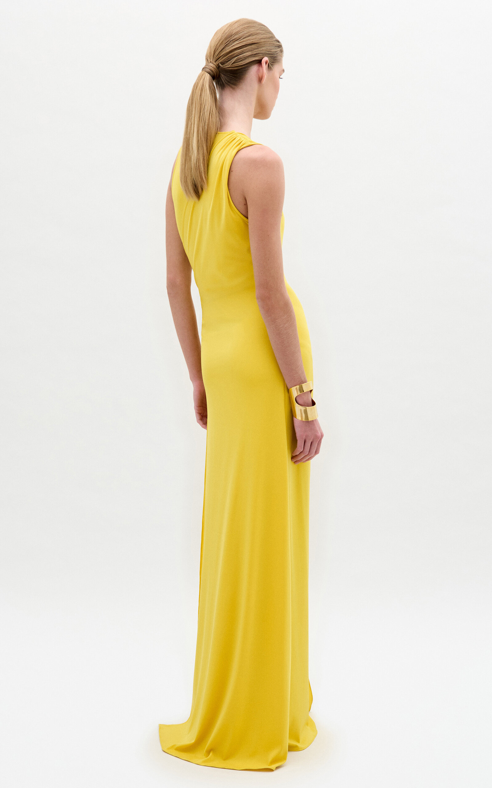 Fadila Gathered Jersey Maxi Dress yellow - 3