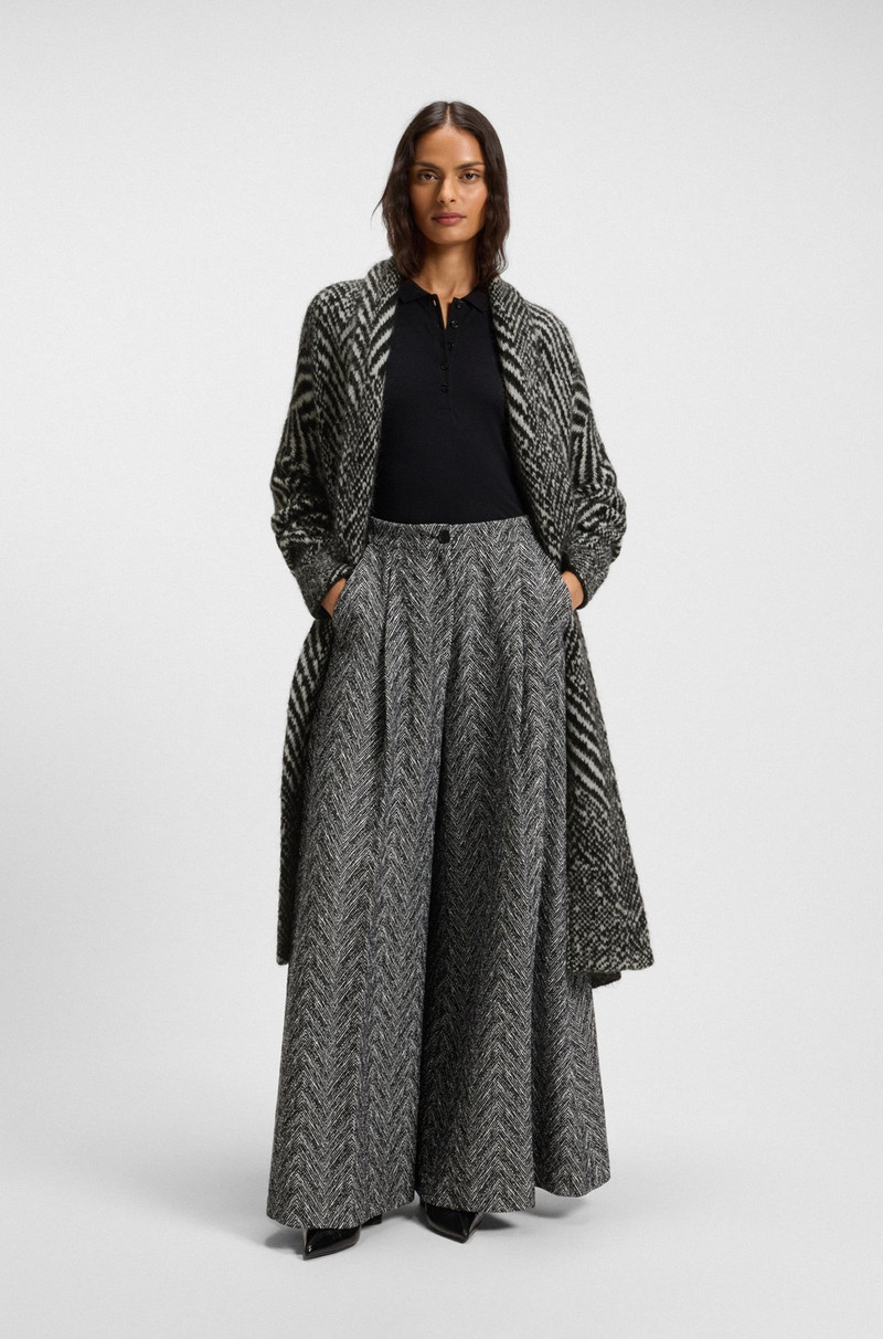 BOSS LONGLINE BELTED CARDIGAN IN A PATTERNED TEXTURED-WOOL BLEND outlook
