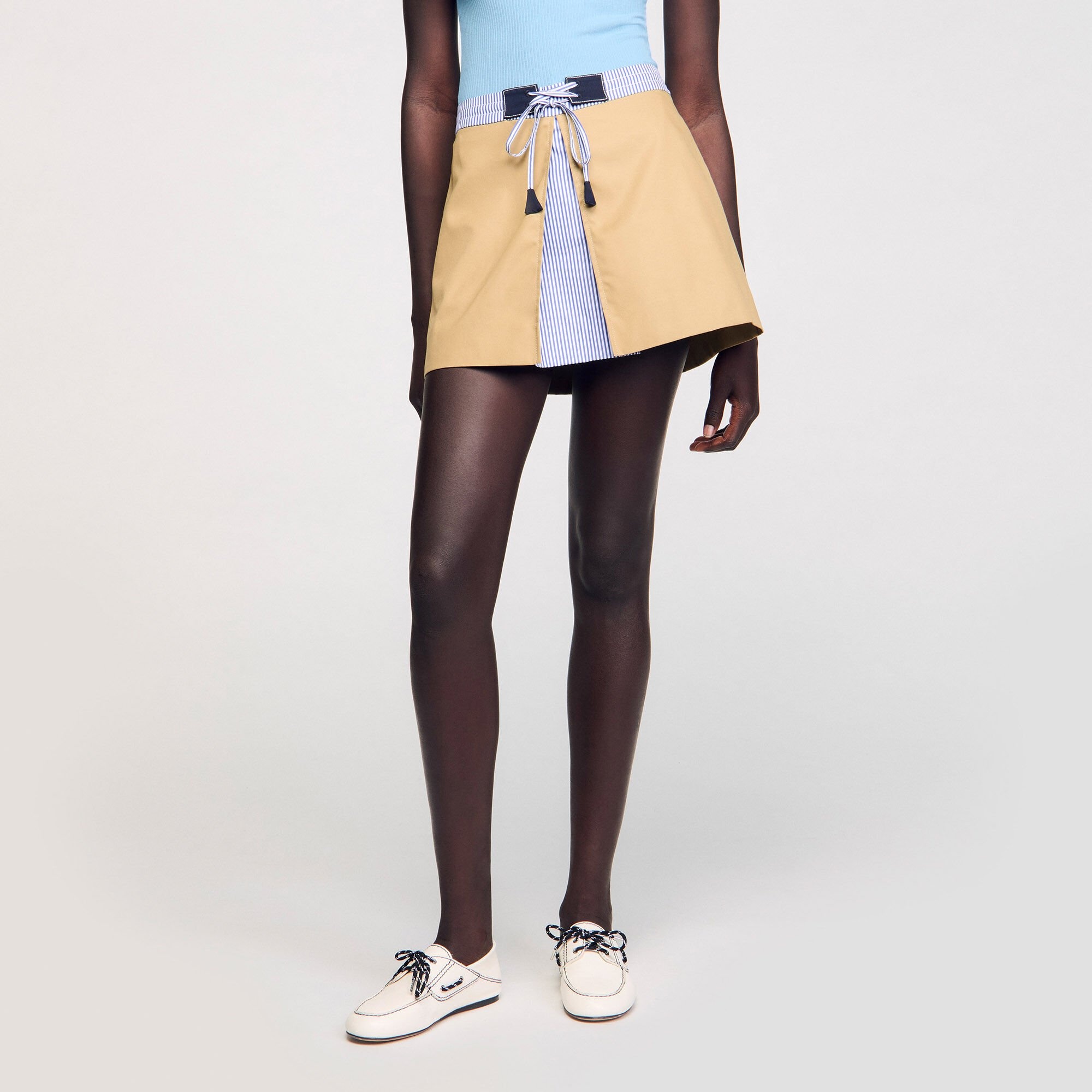 MINI DUAL-MATERIAL SKIRT - 4