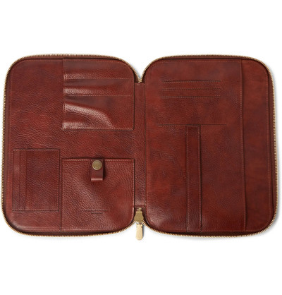 Brunello Cucinelli Burnished Full-Grain Leather Pouch outlook