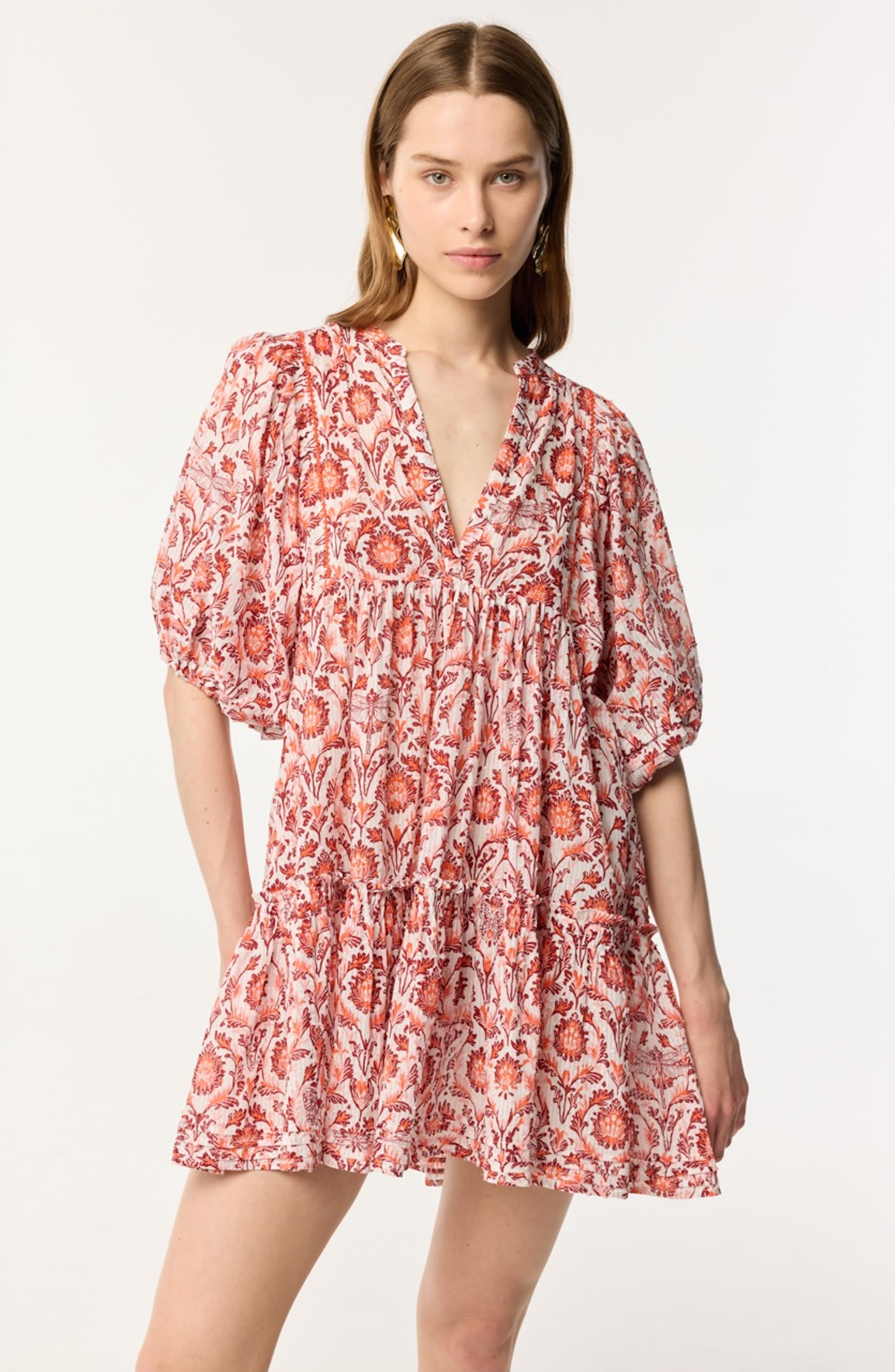 Poupette St Barth Aria Print Cotton Cover-Up Minidress in Pink Victorian at Nordstrom - 6