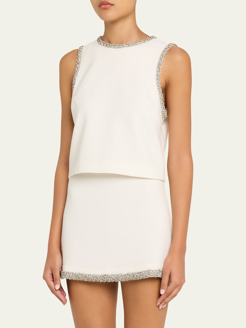 Alice + Olivia Amal Embellished Satin Top outlook