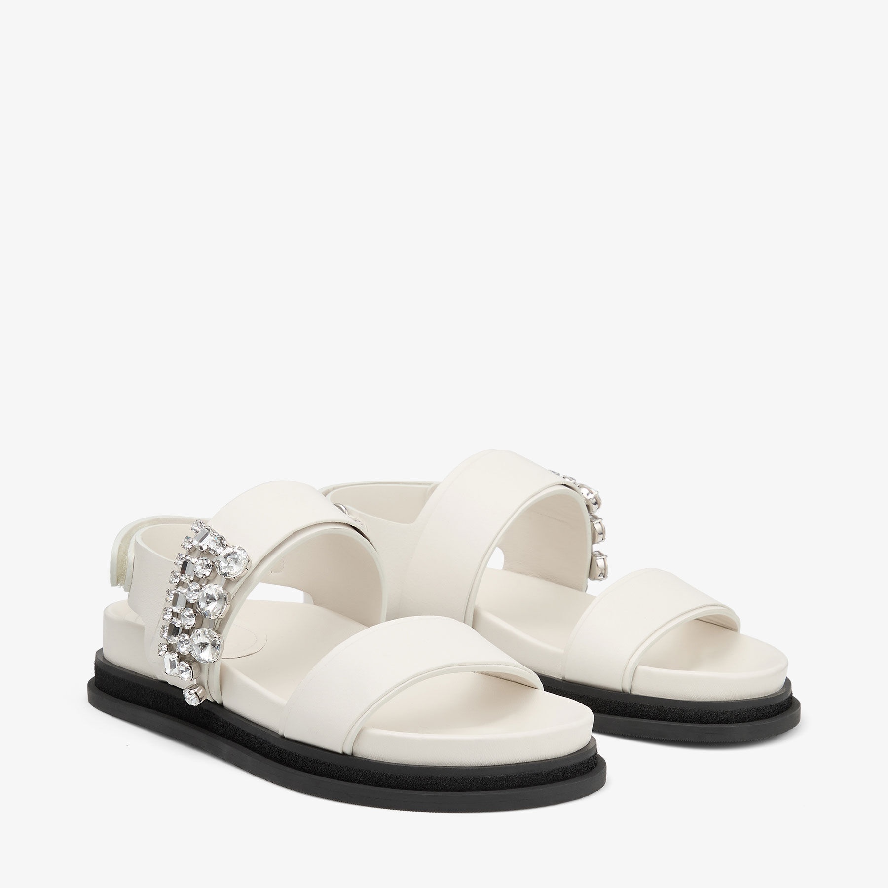 サンダル・ミュール Jimmy Choo 'Verity' sandals Verity Sandal Flat | Black Leather Crystal Flat Sandals