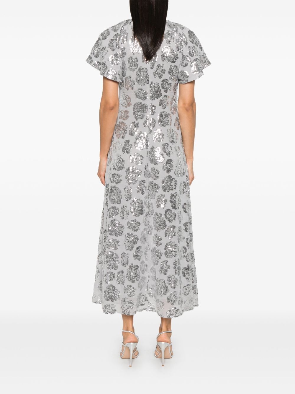 sequin-embellished chiffon midi dress - 4
