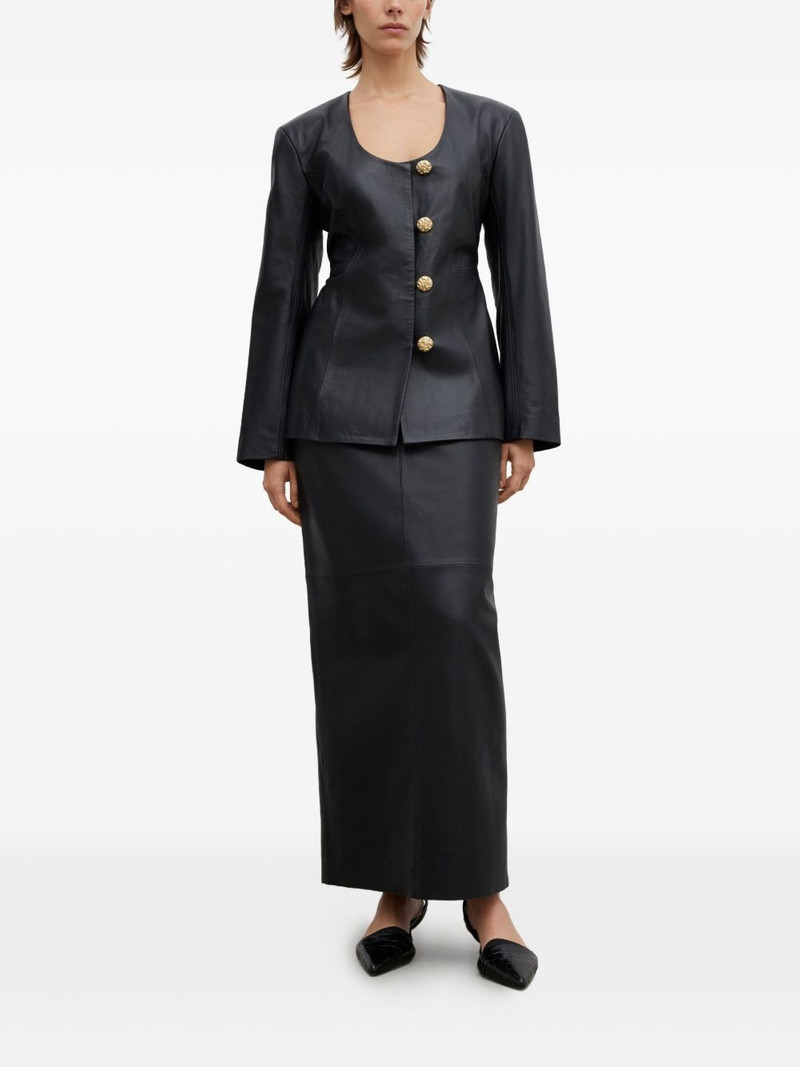 House of Dagmar scoop-neck leather jacket outlook