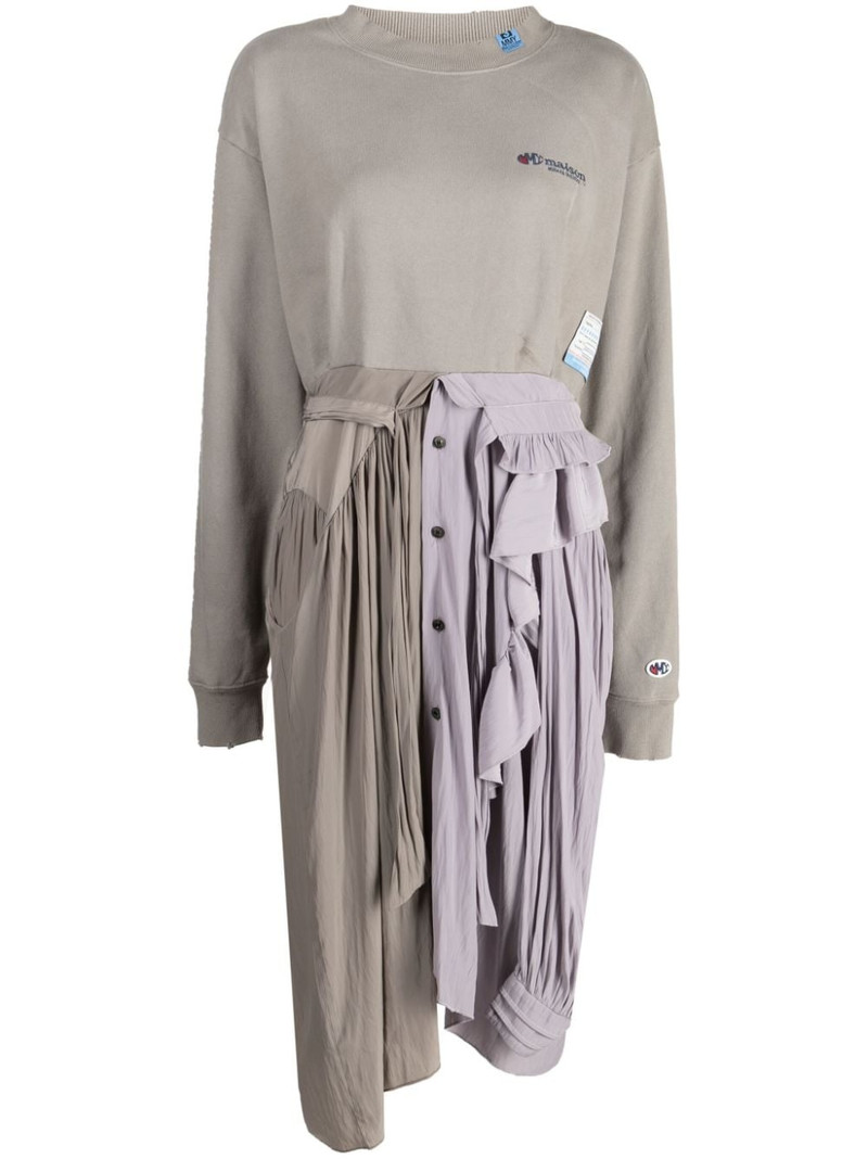 logo-embroidered panelled midi dress 1