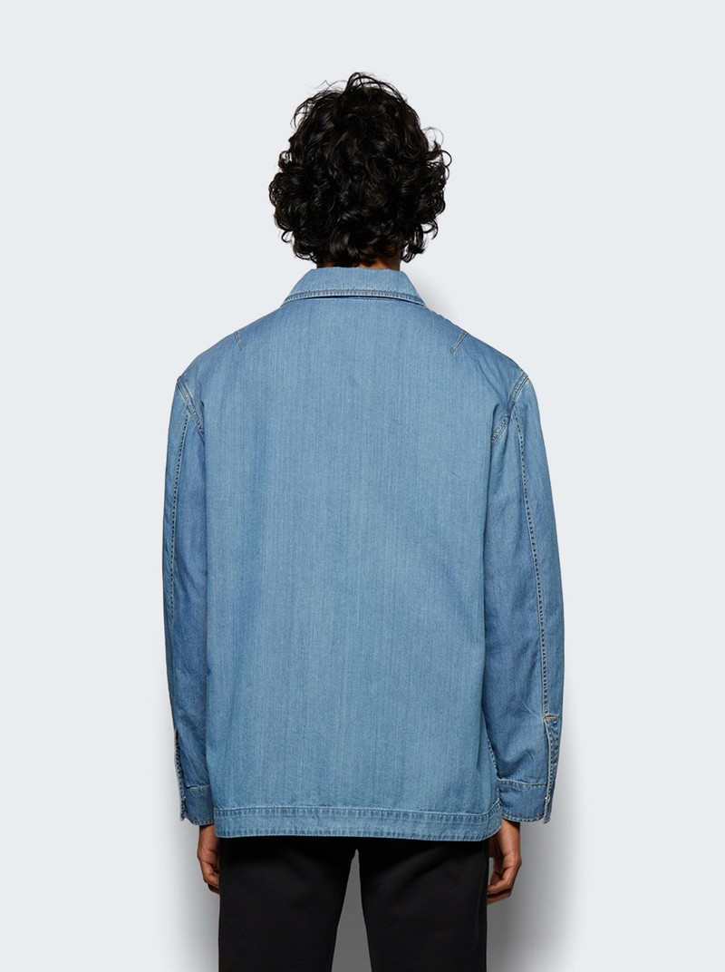 Curb Zip Up Denim Overshirt Light Blue 5