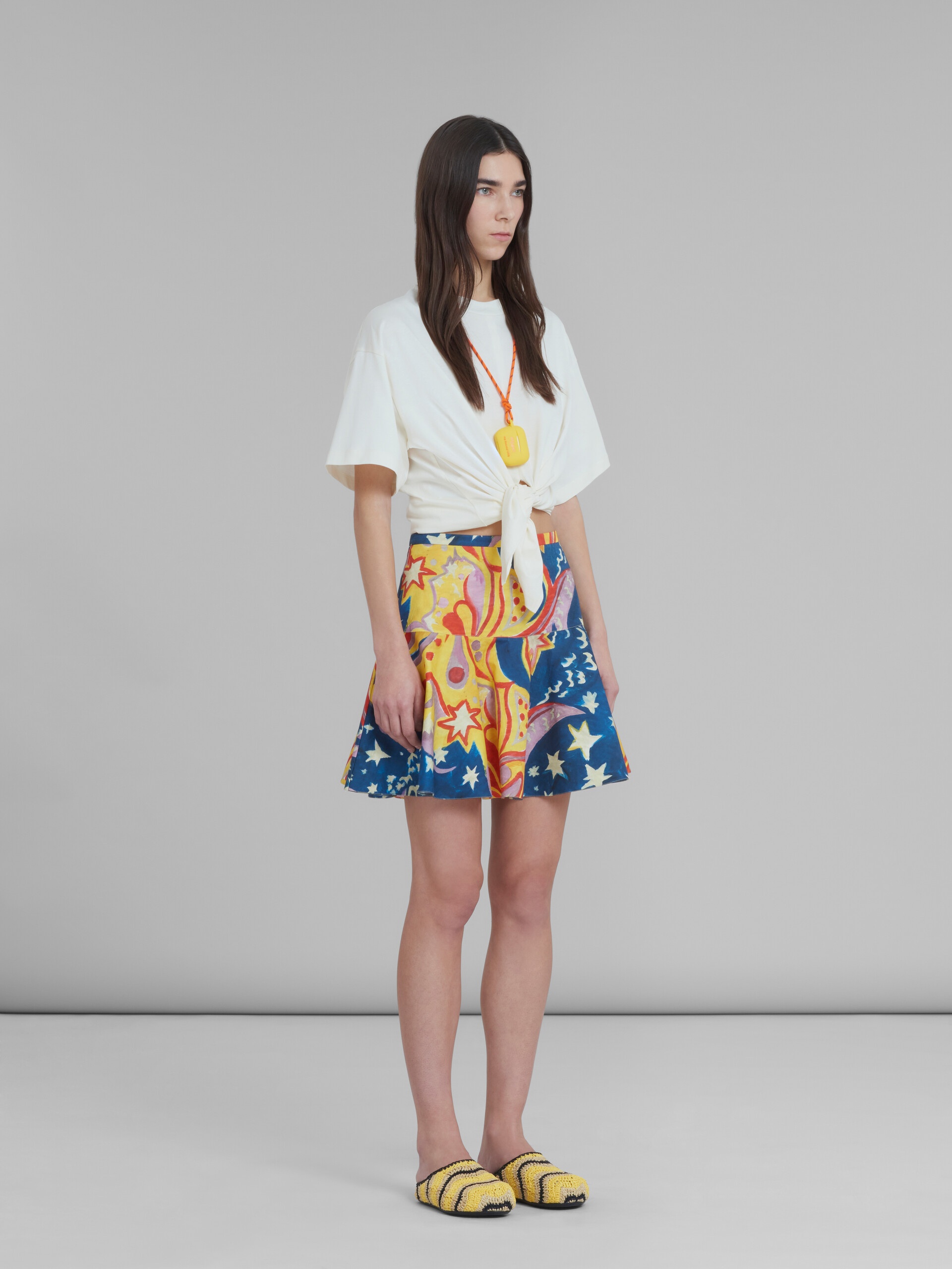 MARNI X NO VACANCY INN - COTTON FLOUNCE SKIRT WITH GALACTIC PARADISE PRINT - 5