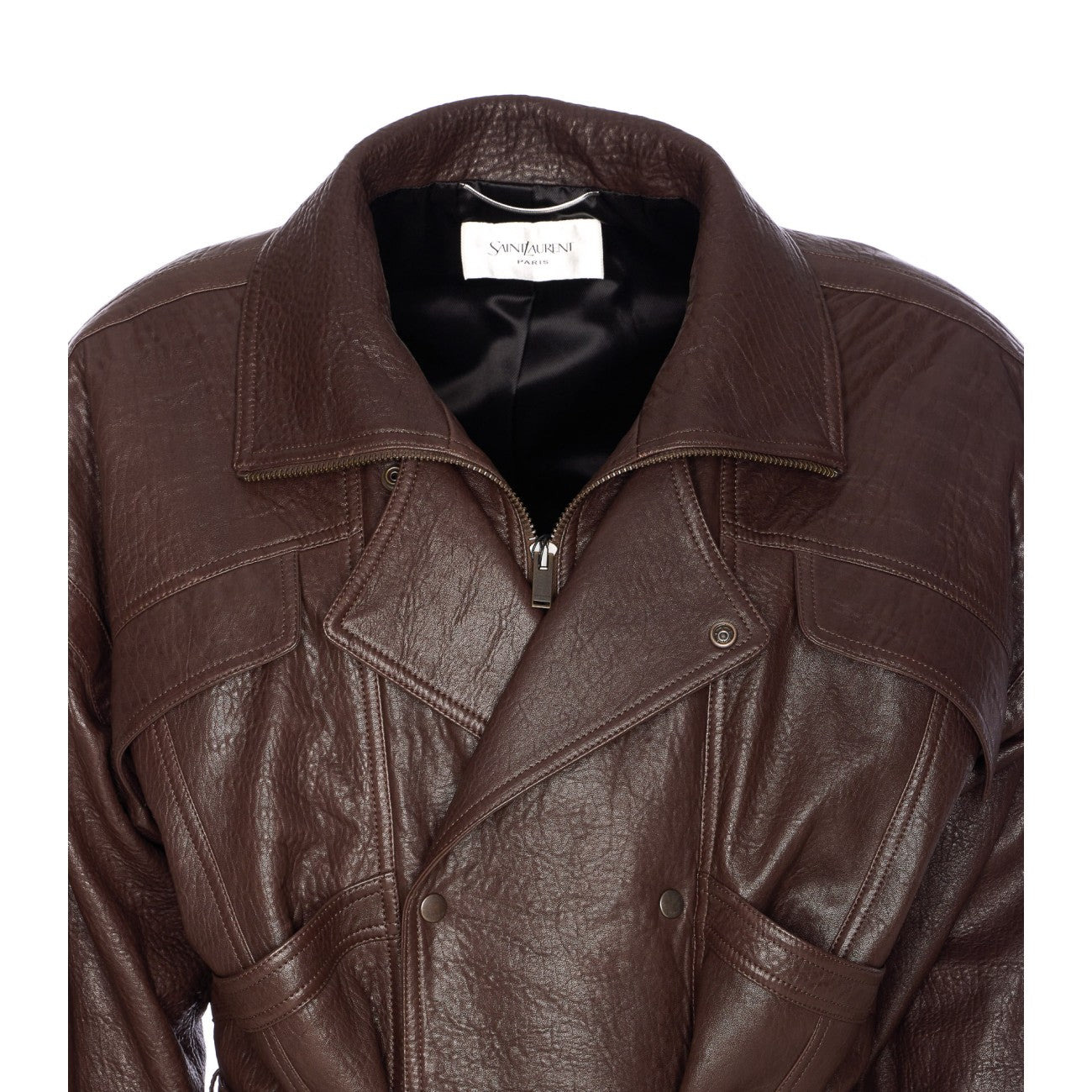 Saint Laurent Men Lamb Leather Balloon Long Coat - 4