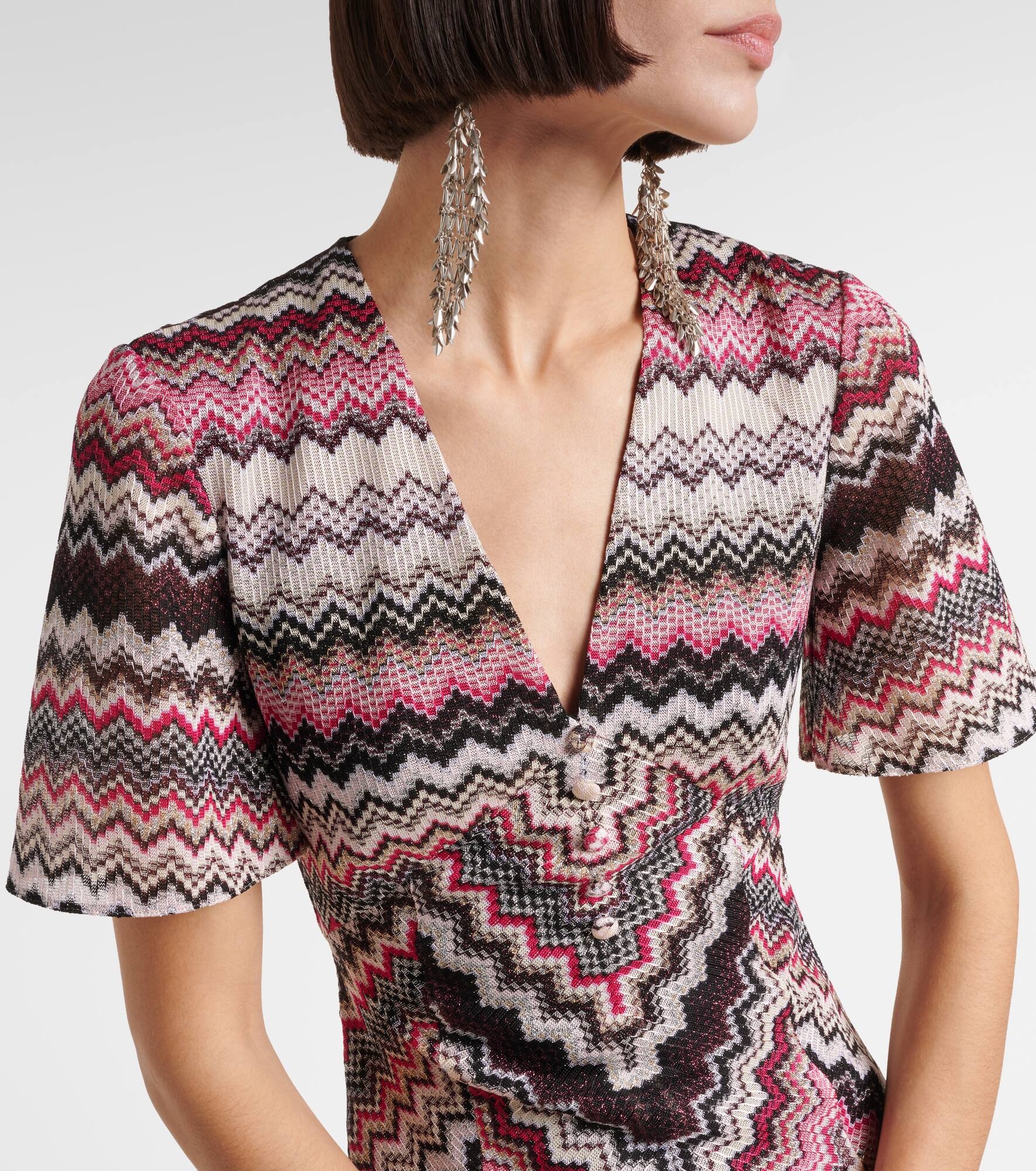 Zigzag lamé midi dress - 4