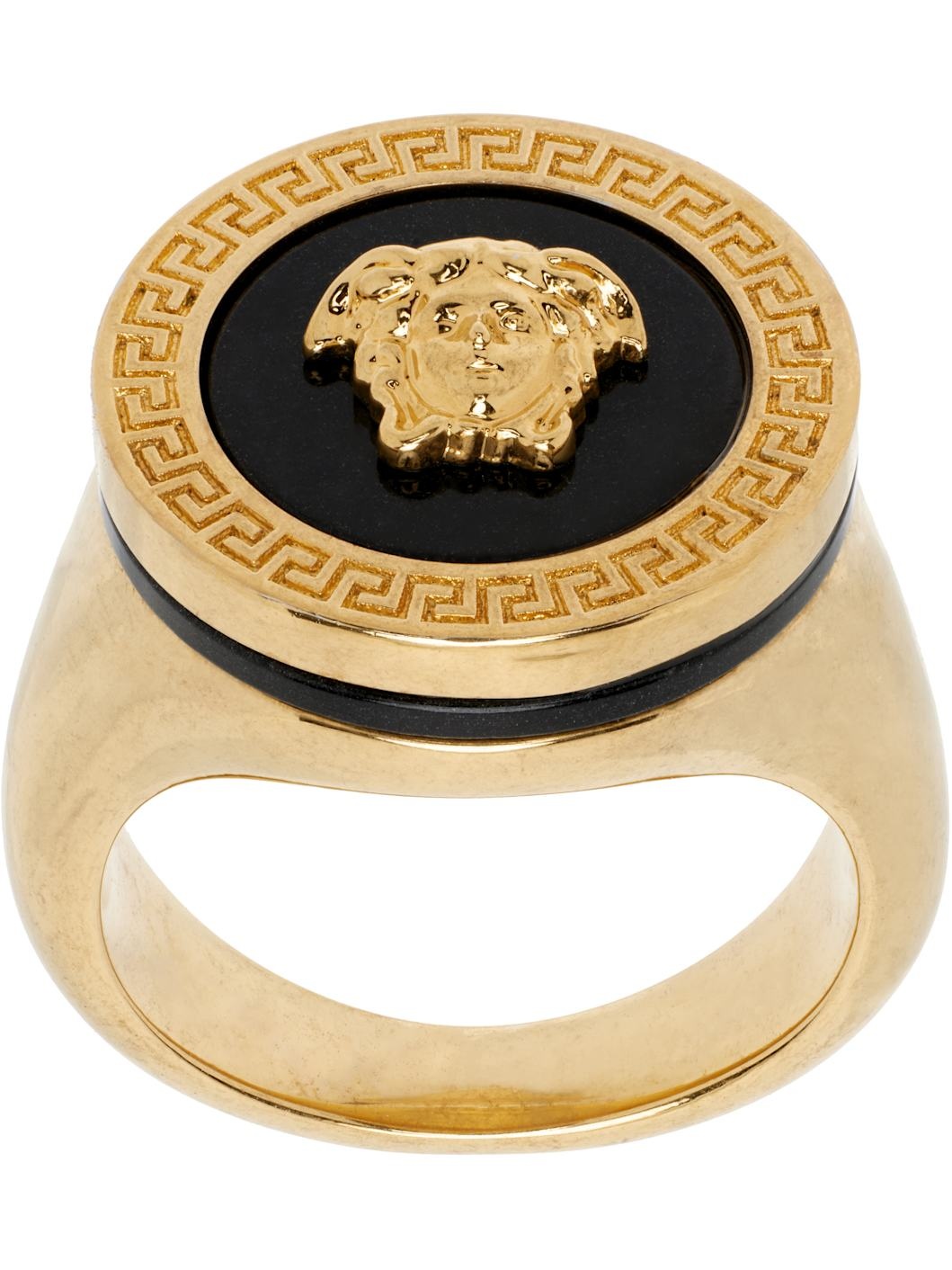 Gold Enamel Medusa Ring - 1
