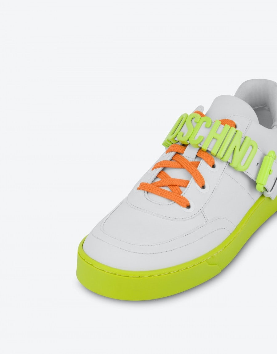 LETTERING LOGO CALFSKIN SNEAKERS - 4