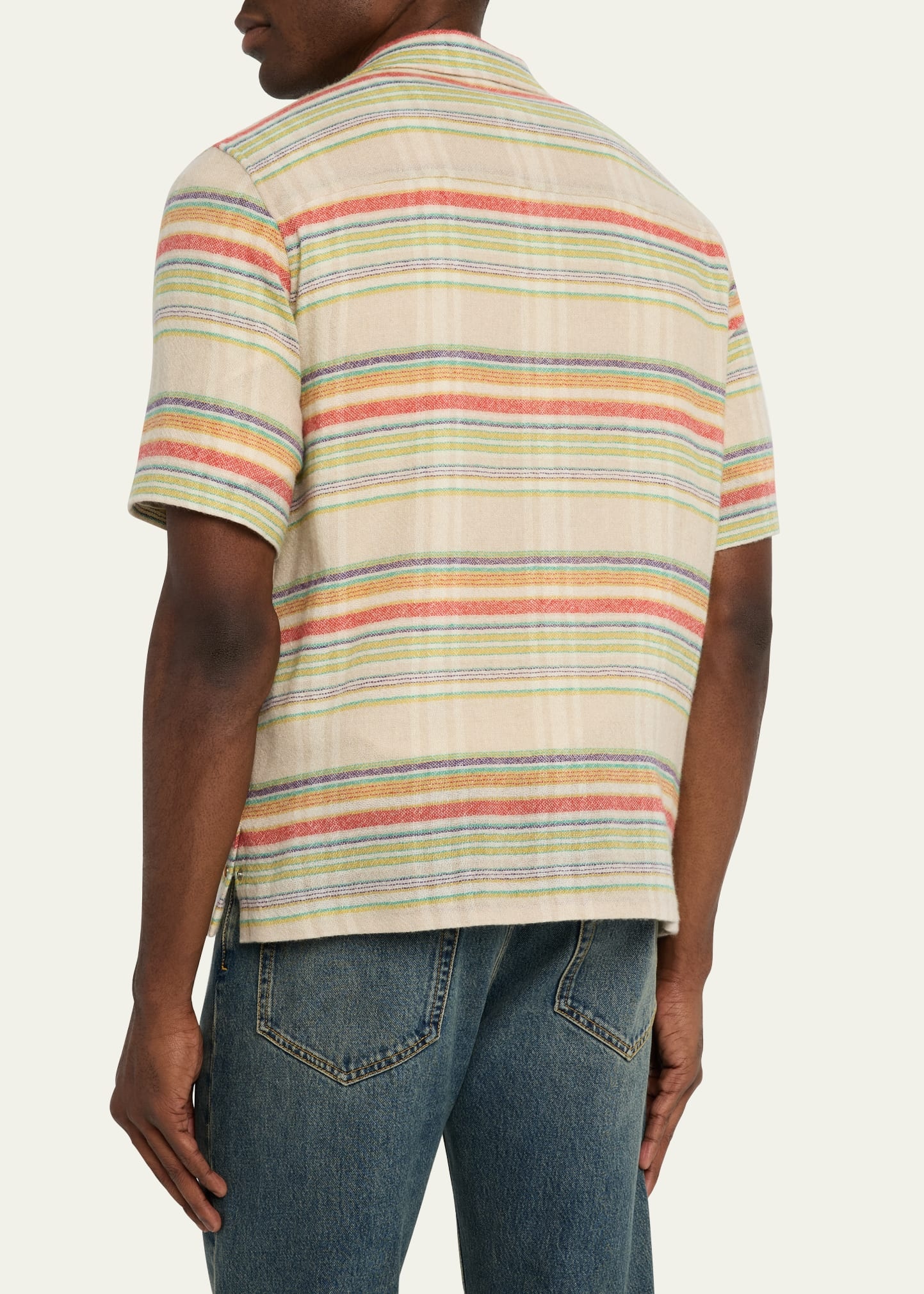 Men's Multi-Stripe Cashmere Gauze Sport Shirt - 3