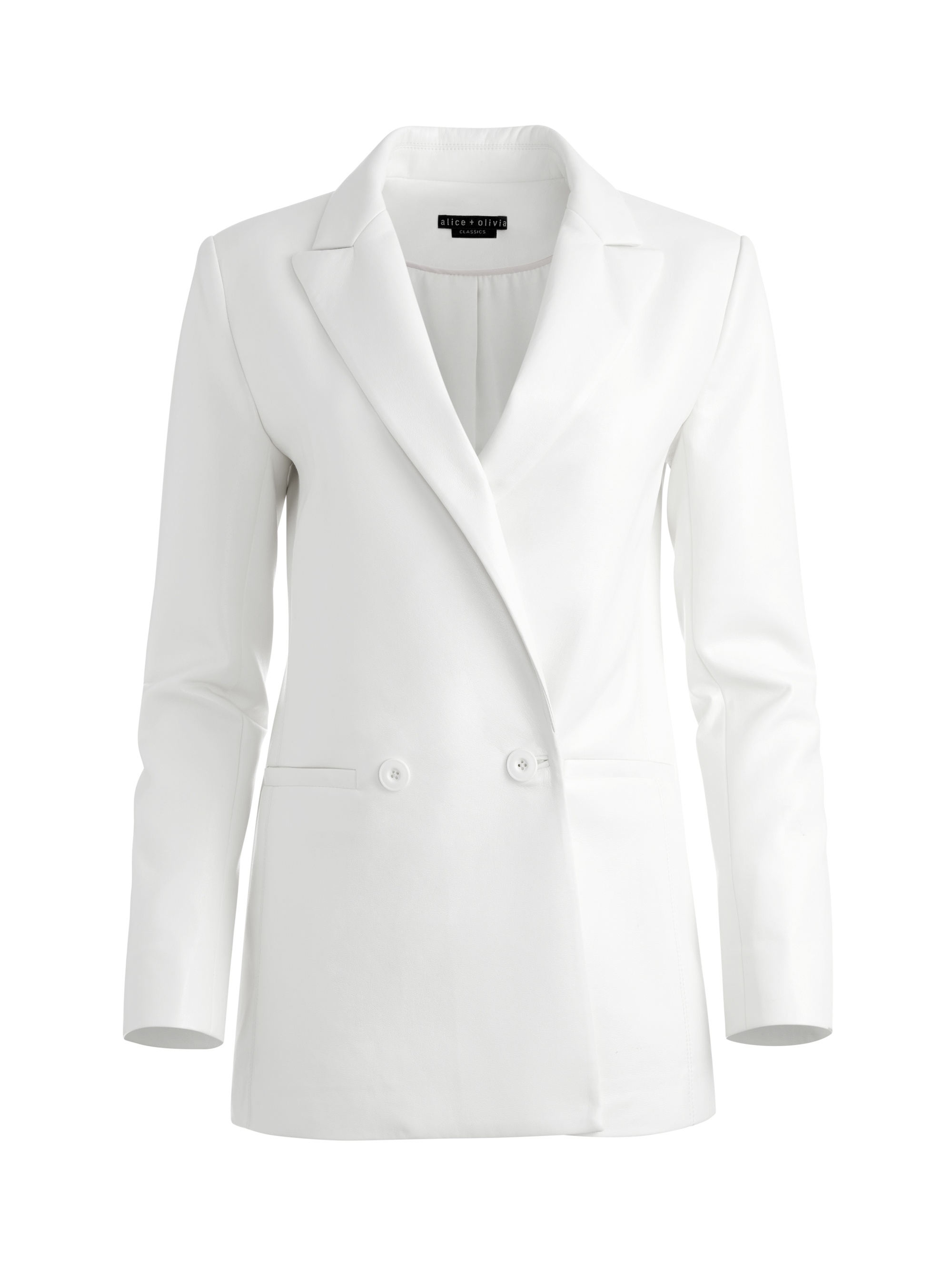 JUSTIN VEGAN LEATHER DOUBLE BREASTED BLAZER - 1