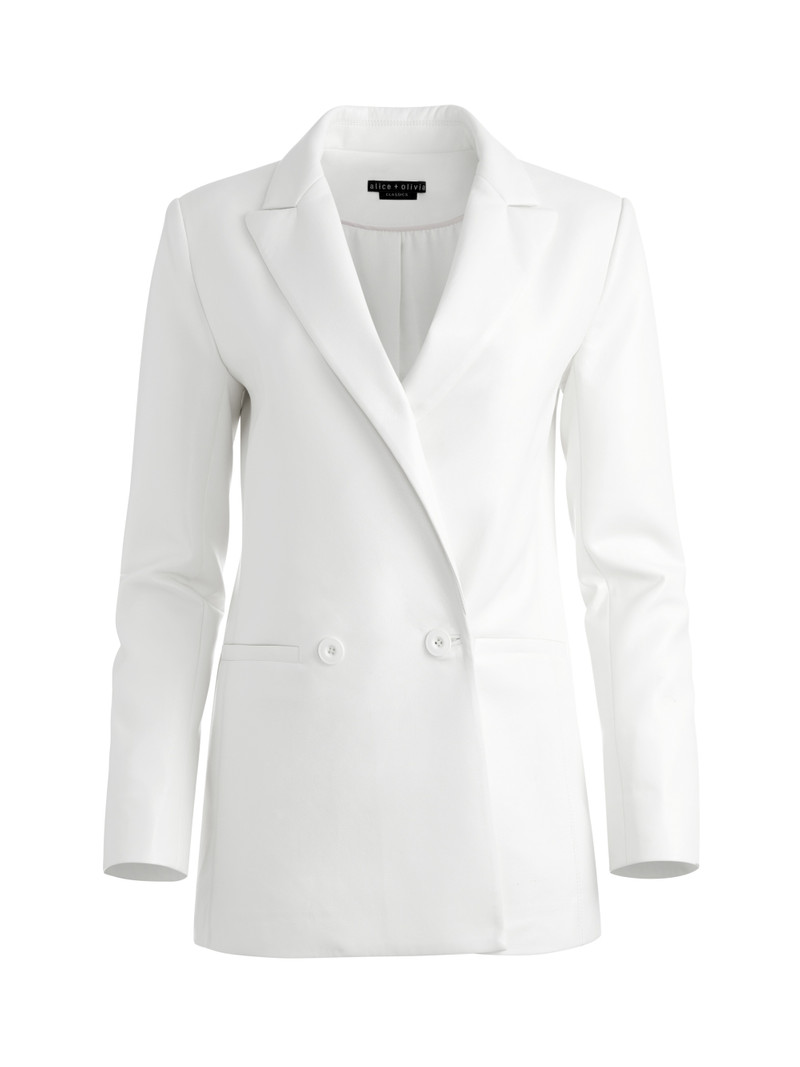 JUSTIN VEGAN LEATHER DOUBLE BREASTED BLAZER 1