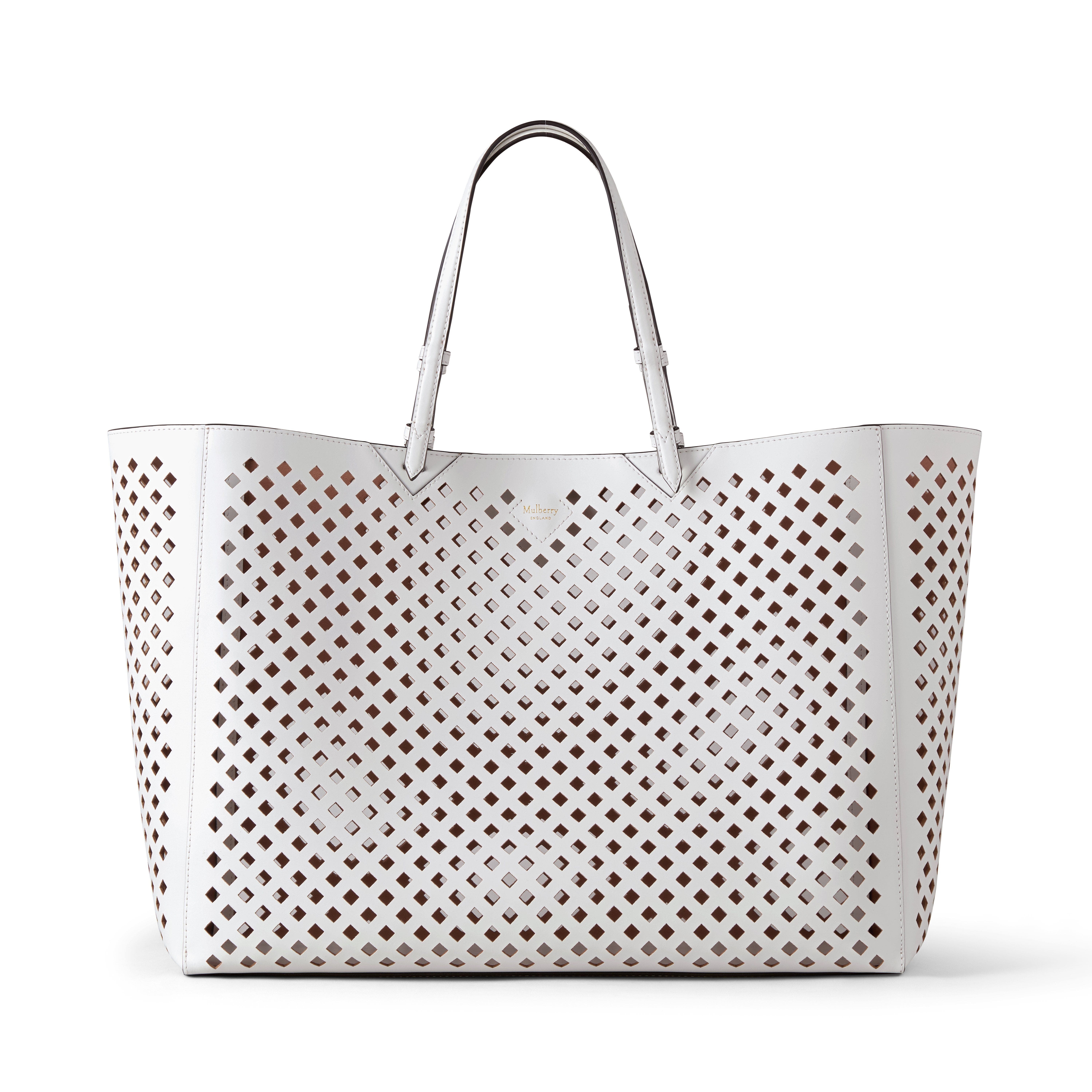 Mulberry XL Perforated Leather Tote in White at Nordstrom - 6
