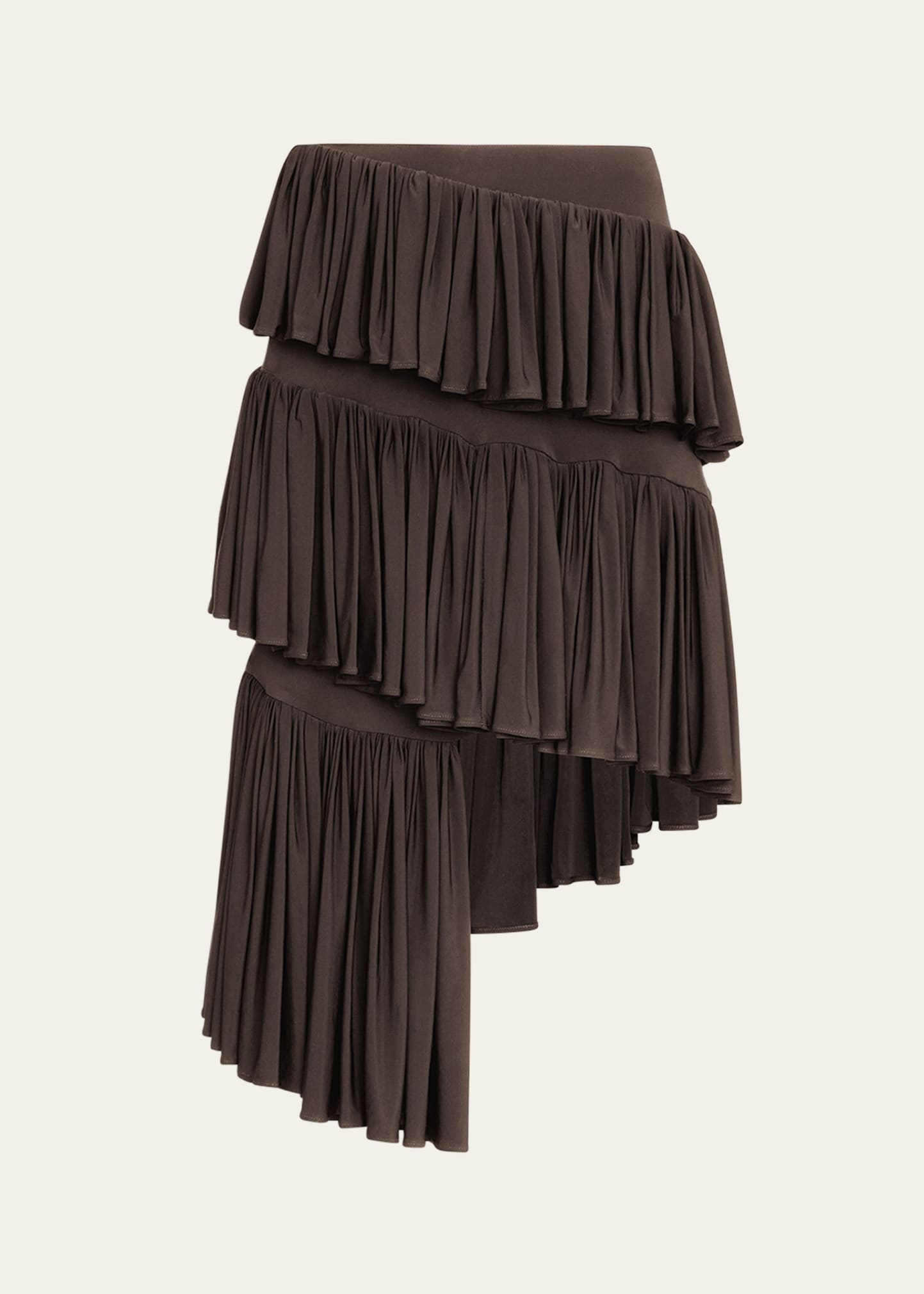 Spiral Ruffle Asymmetric Midi Skirt - 1