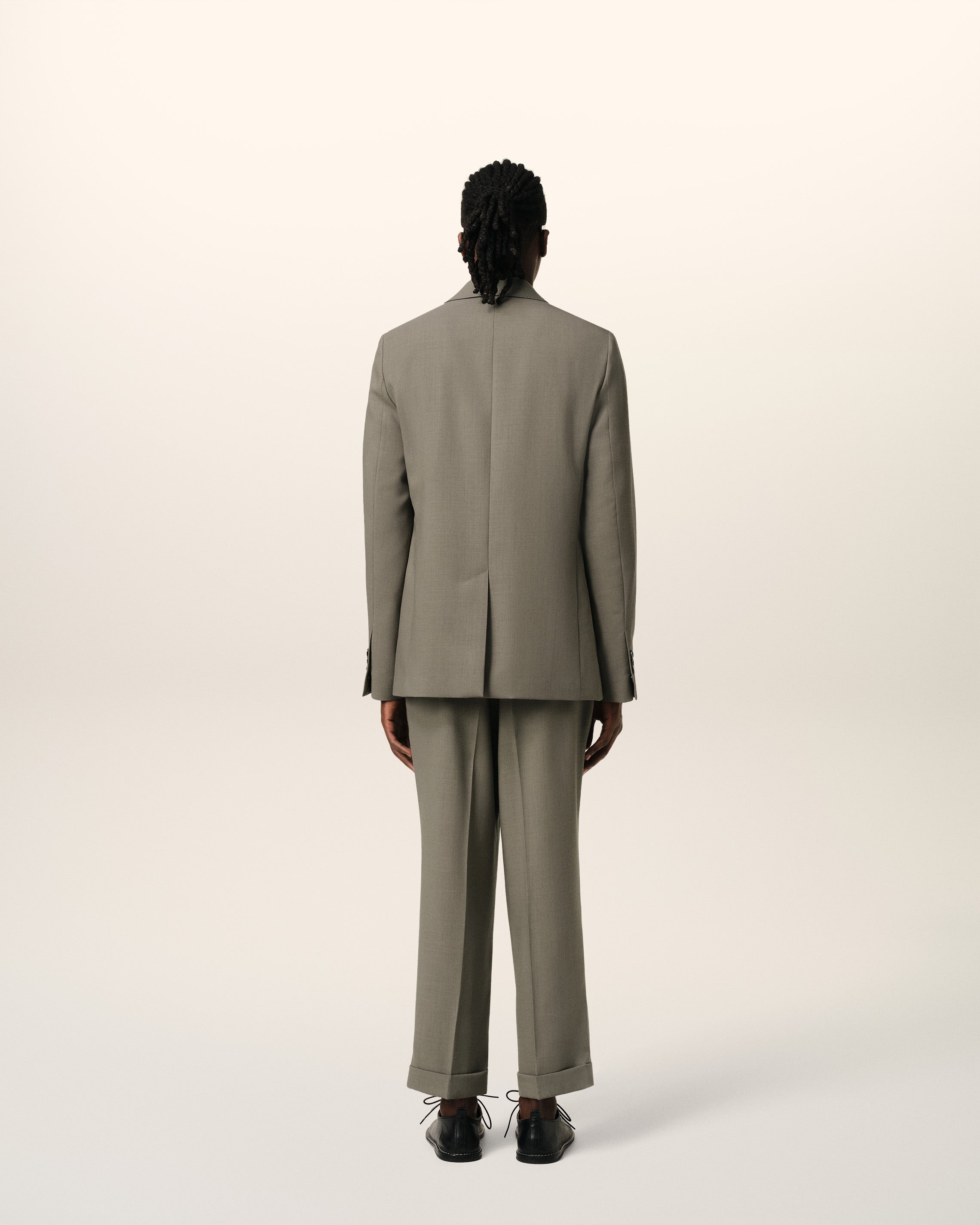 TAUPE WOOL TWO BUTTONS JACKET - 5