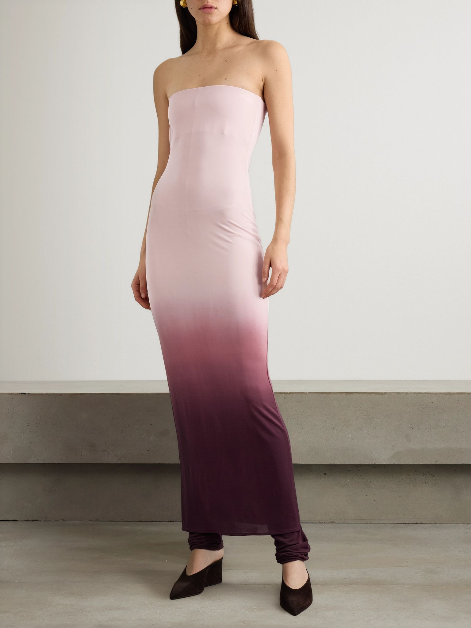 Strapless layered dégradé jersey jumpsuit Pink - 2