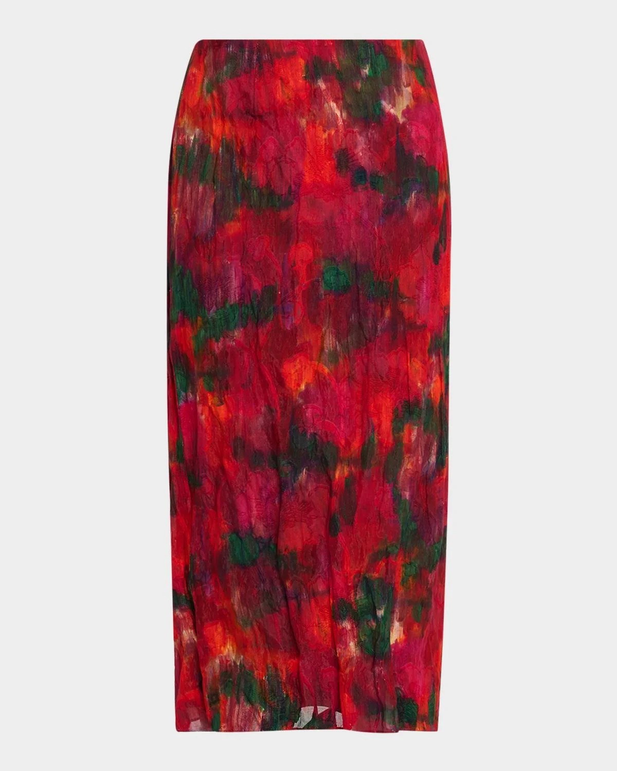 Abstract-Print Crinkled Cotton Midi Skirt - 1