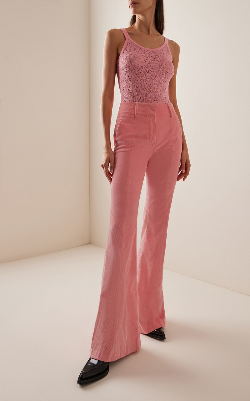 GABRIELA HEARST Pontus Wool-Silk Lace Tank Top pink outlook