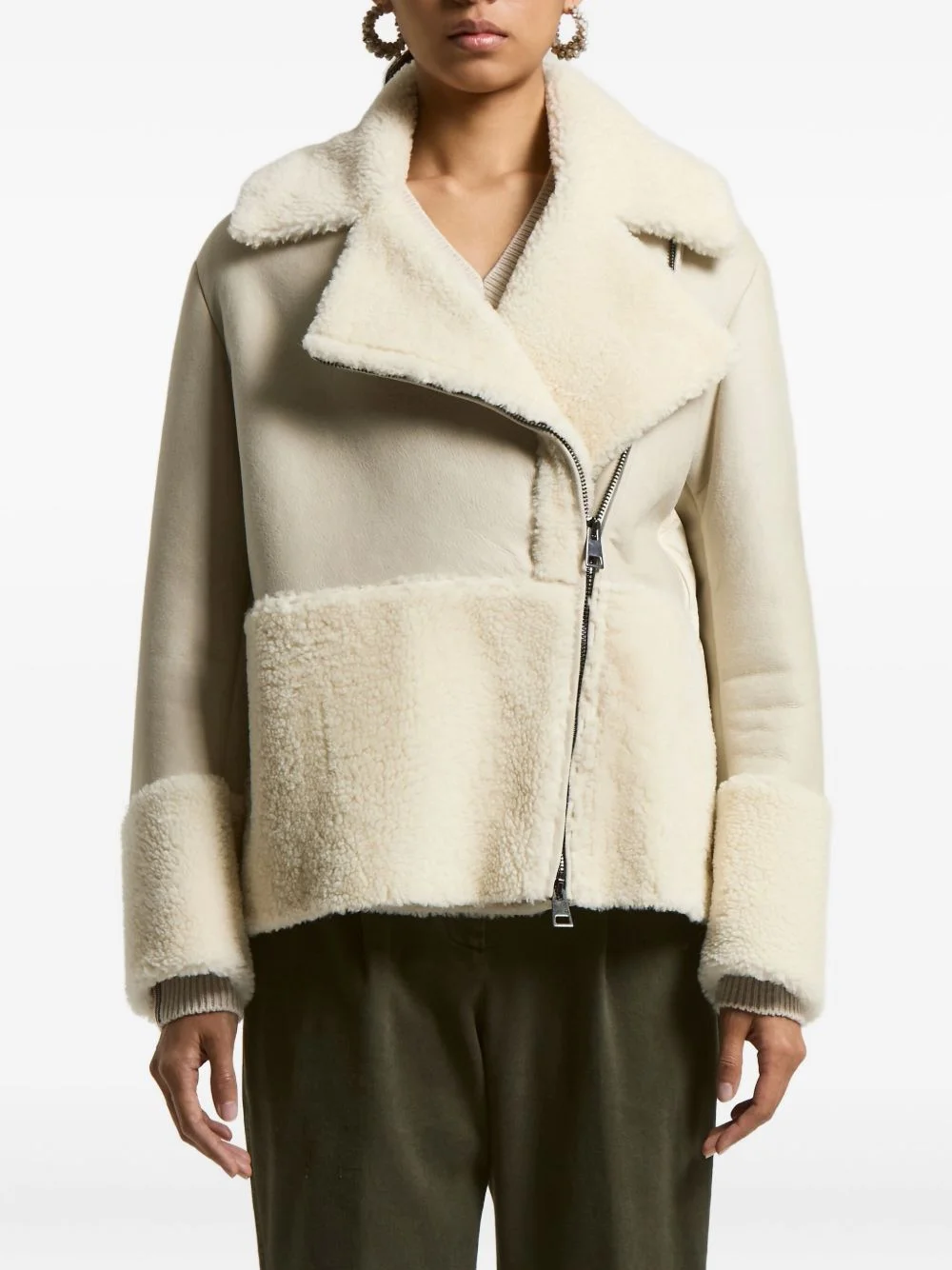 panelled shearling jacket - 1